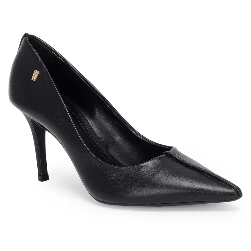 Scarpin Couro Detalhe Costura 8cm