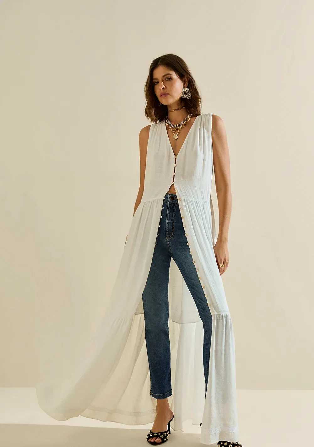 Calça Morena Rosa Skinny Média Azul — imagem 1