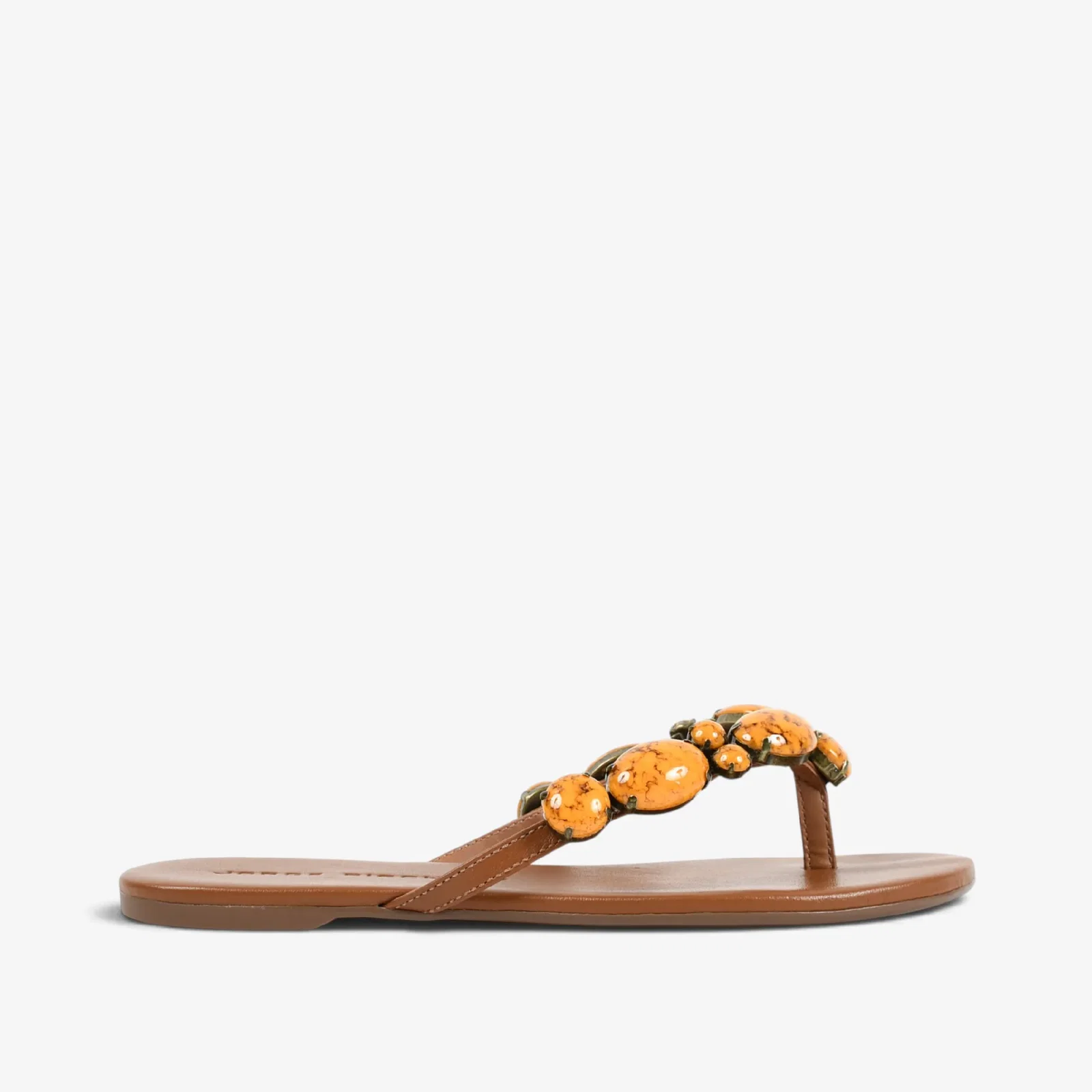 Chinelo Flat Caramelo Mascavo Couro