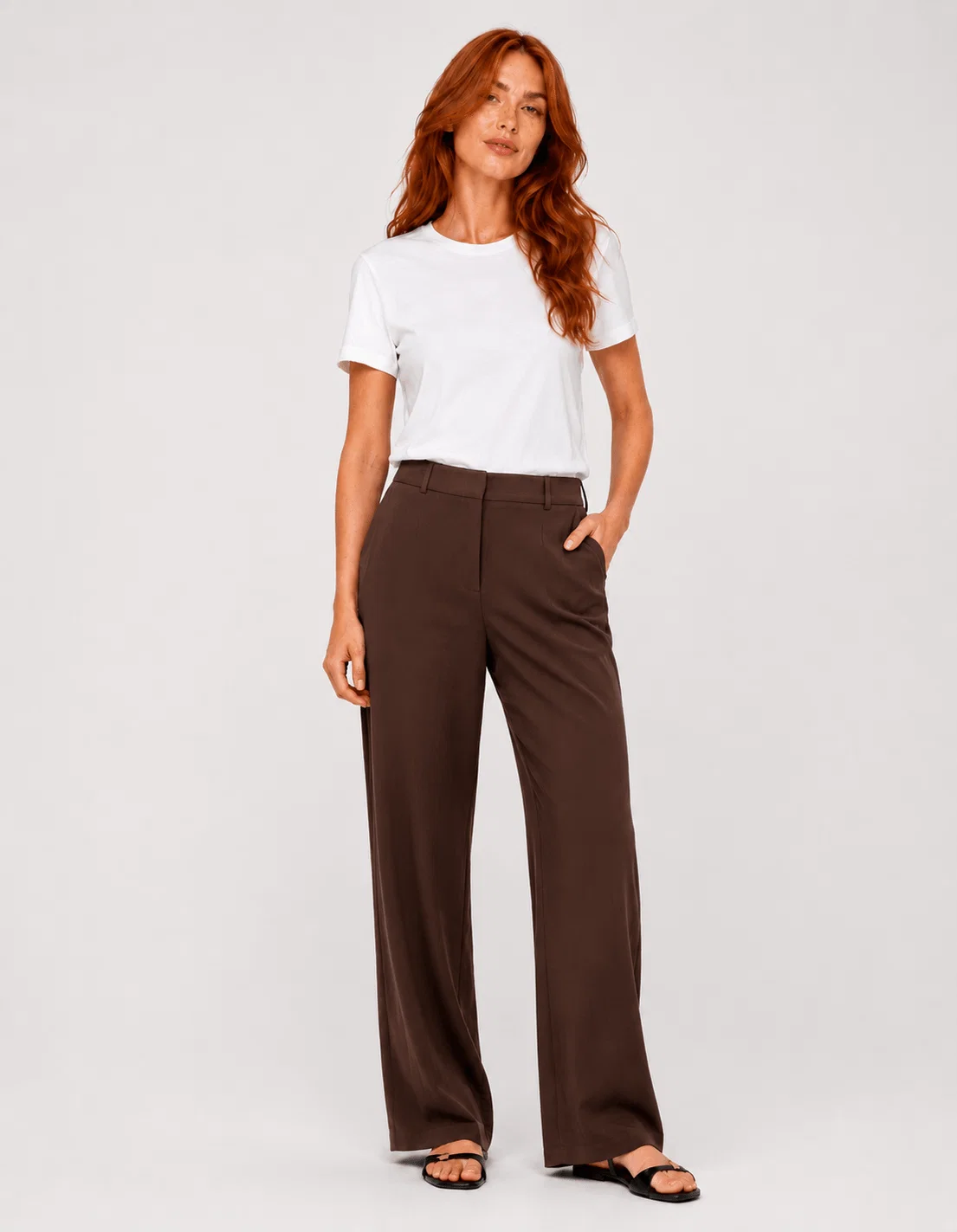 Calça Pantalona Fluida - Marrom