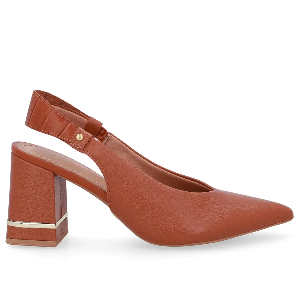 Slingback Marrom Casual Bico Fino Couro — imagem 1