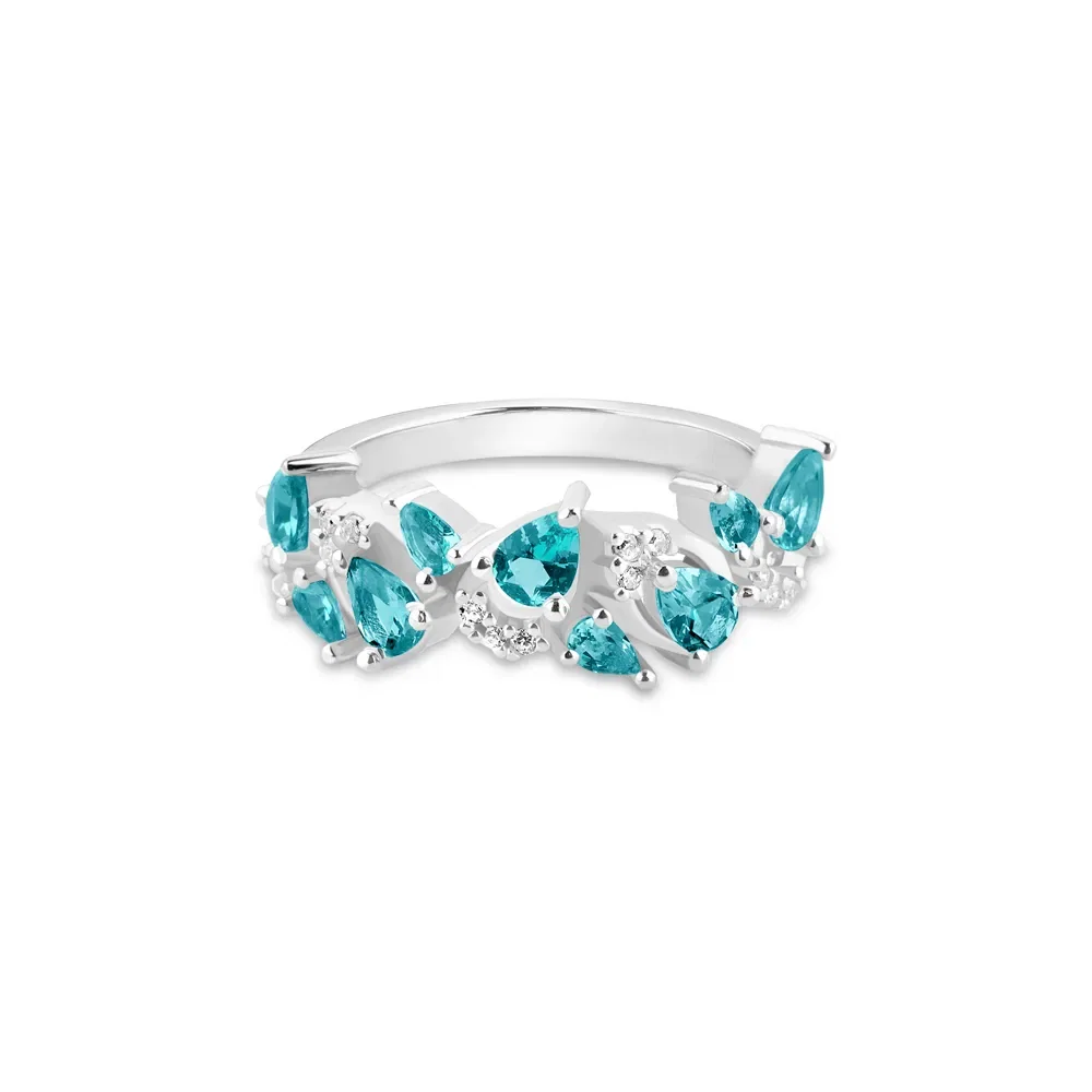 Anel Life Splash em Prata 925 com Pedras Verdes e Incolores — imagem 1