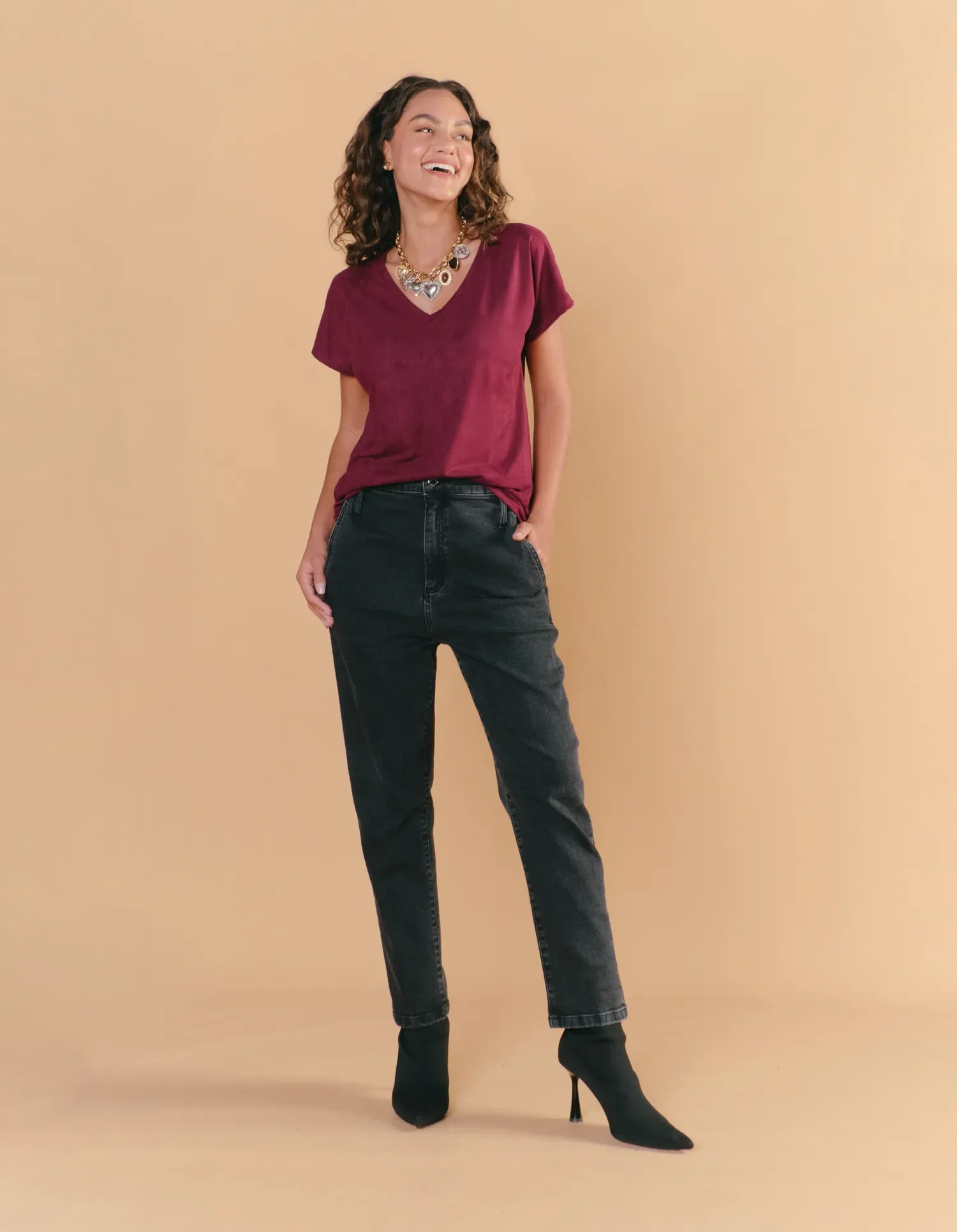 Calça Jeans Black Clochard Com Cinto - Black Denim — imagem 1