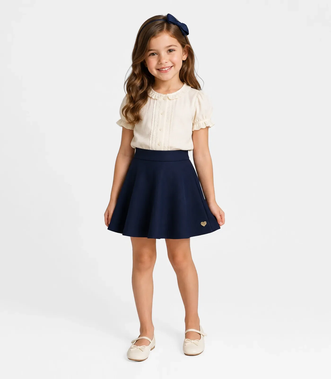Short Saia Menina Cotton Leve Trick Nick Azul