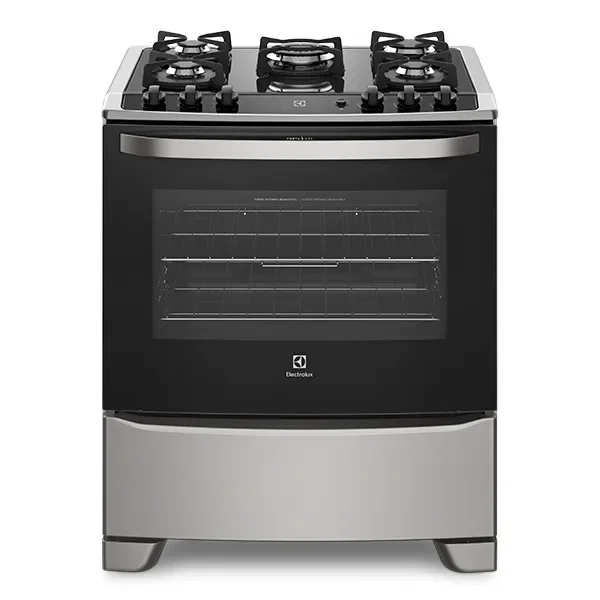 Fogão 5 Bocas Electrolux Prata com Mesa de Vidro e Tripla Chama (76USV) — imagem 1