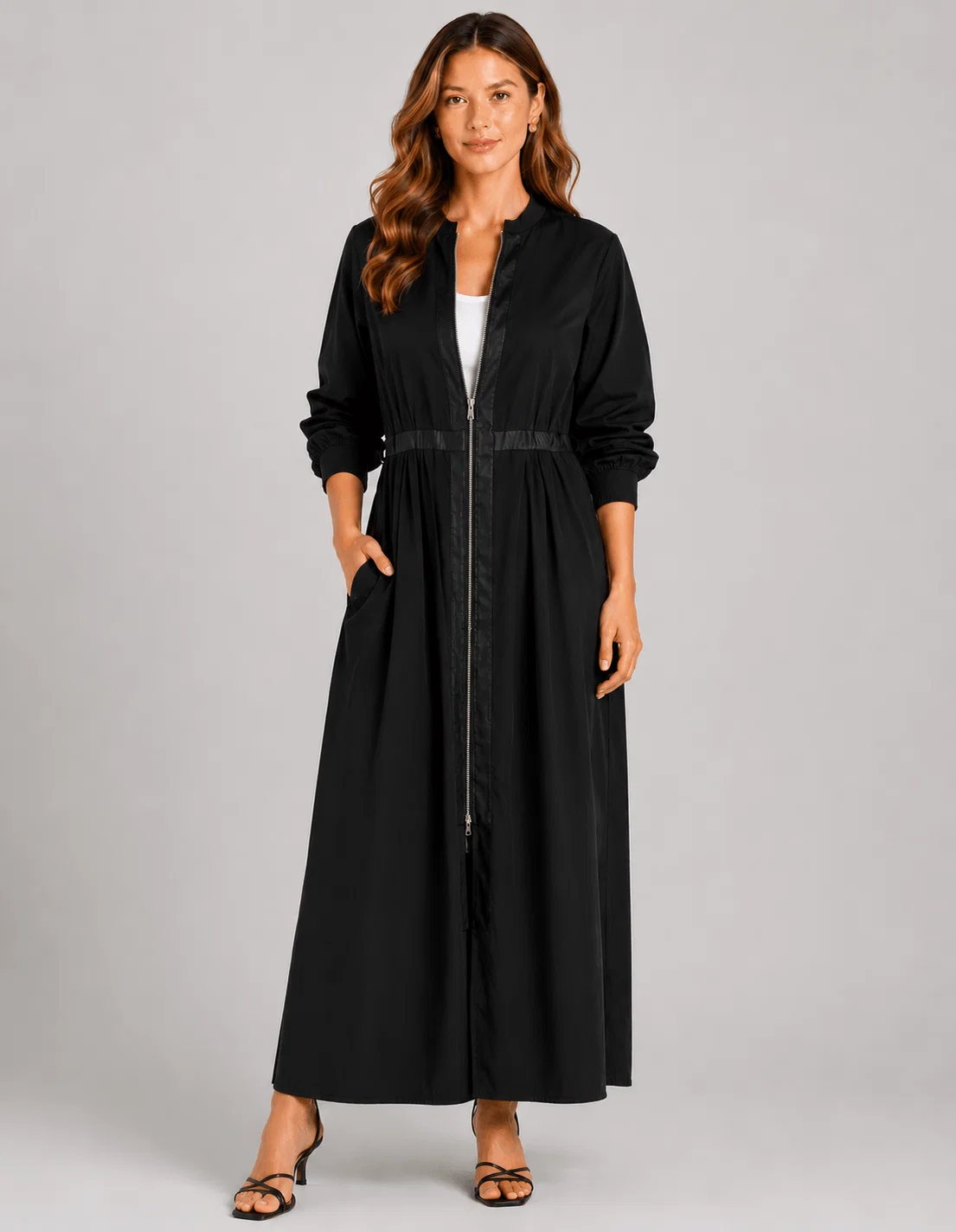 Vestido Longo Detalhe Ziper - Preto