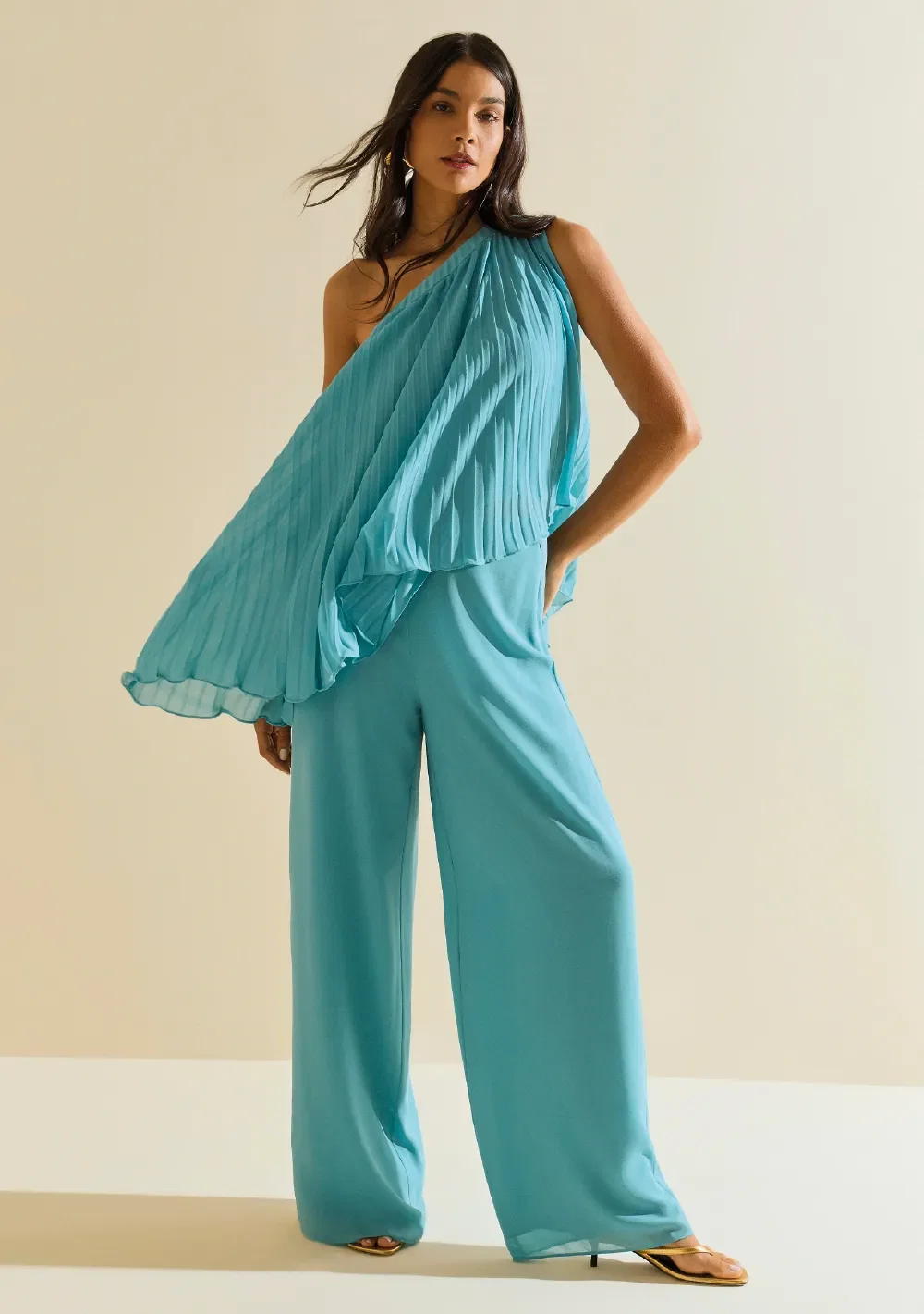 Calça Morena Rosa Pantalona Alta Azul Escuro — imagem 1