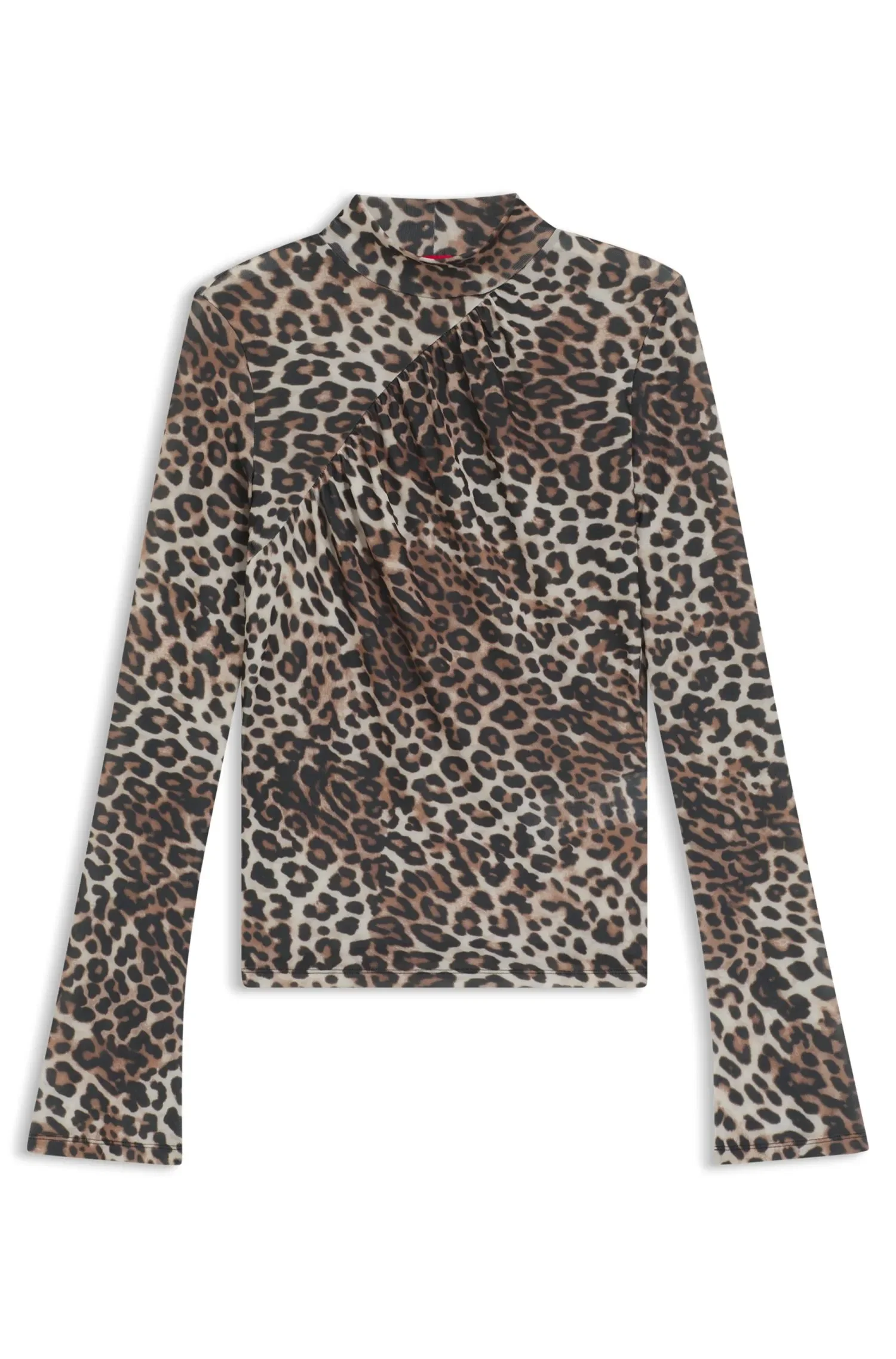 Top De Gola Alta Com Estampado E Detalhes Franzidos