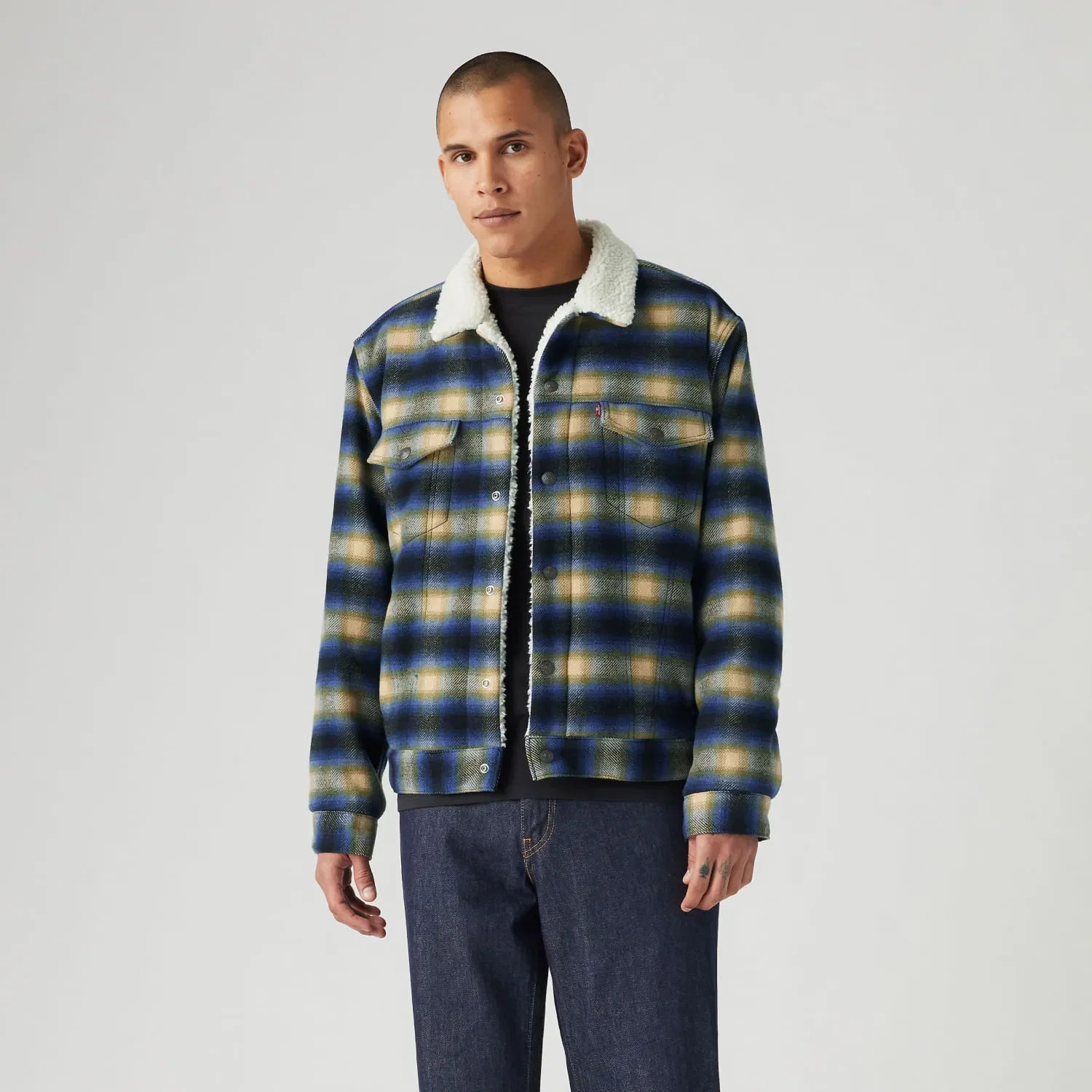 Jaqueta Jeans Levi's® Trucker Sherpa Plaid Type III — imagem 1