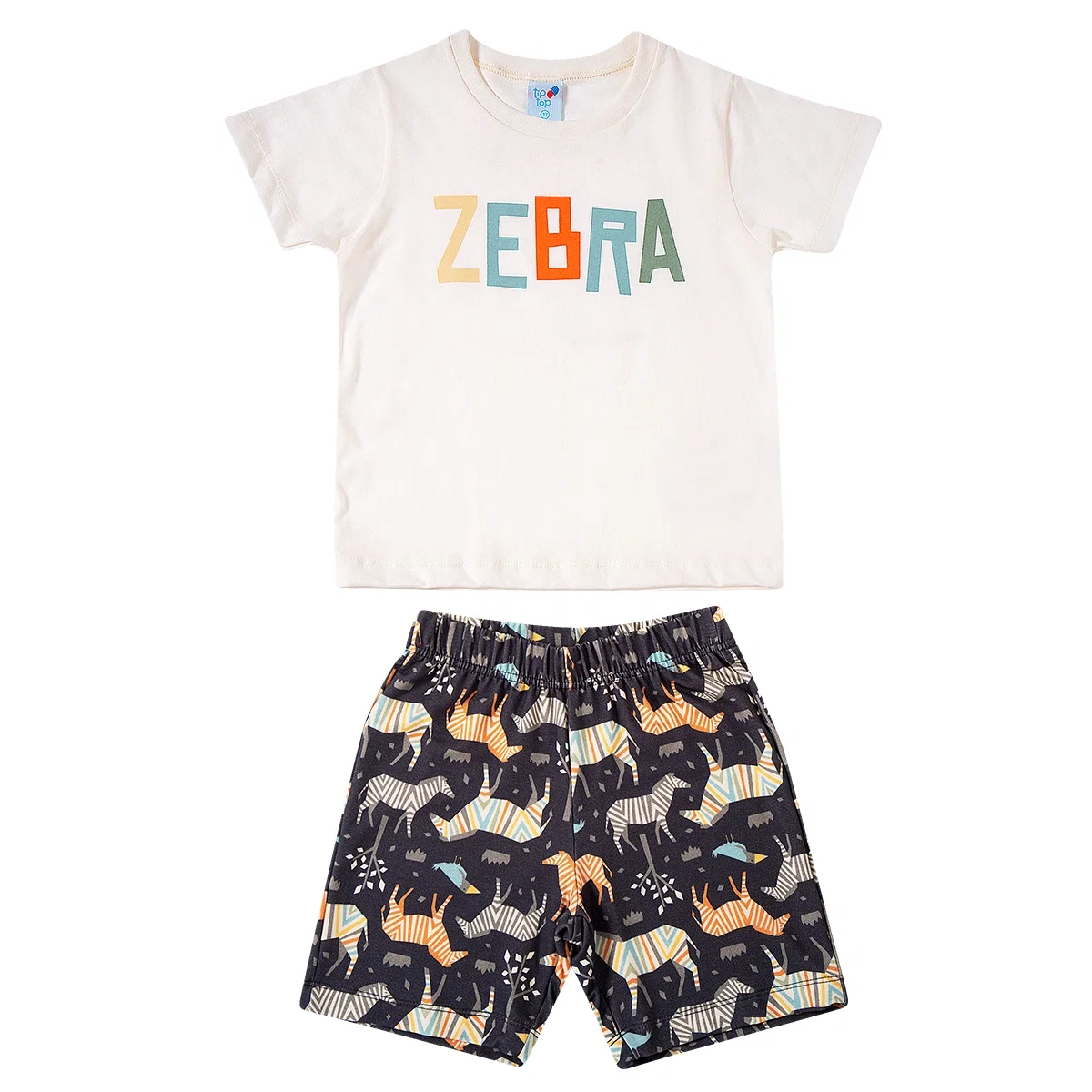 Conjunto Curto Kids Zebra Meia Malha Tip Top