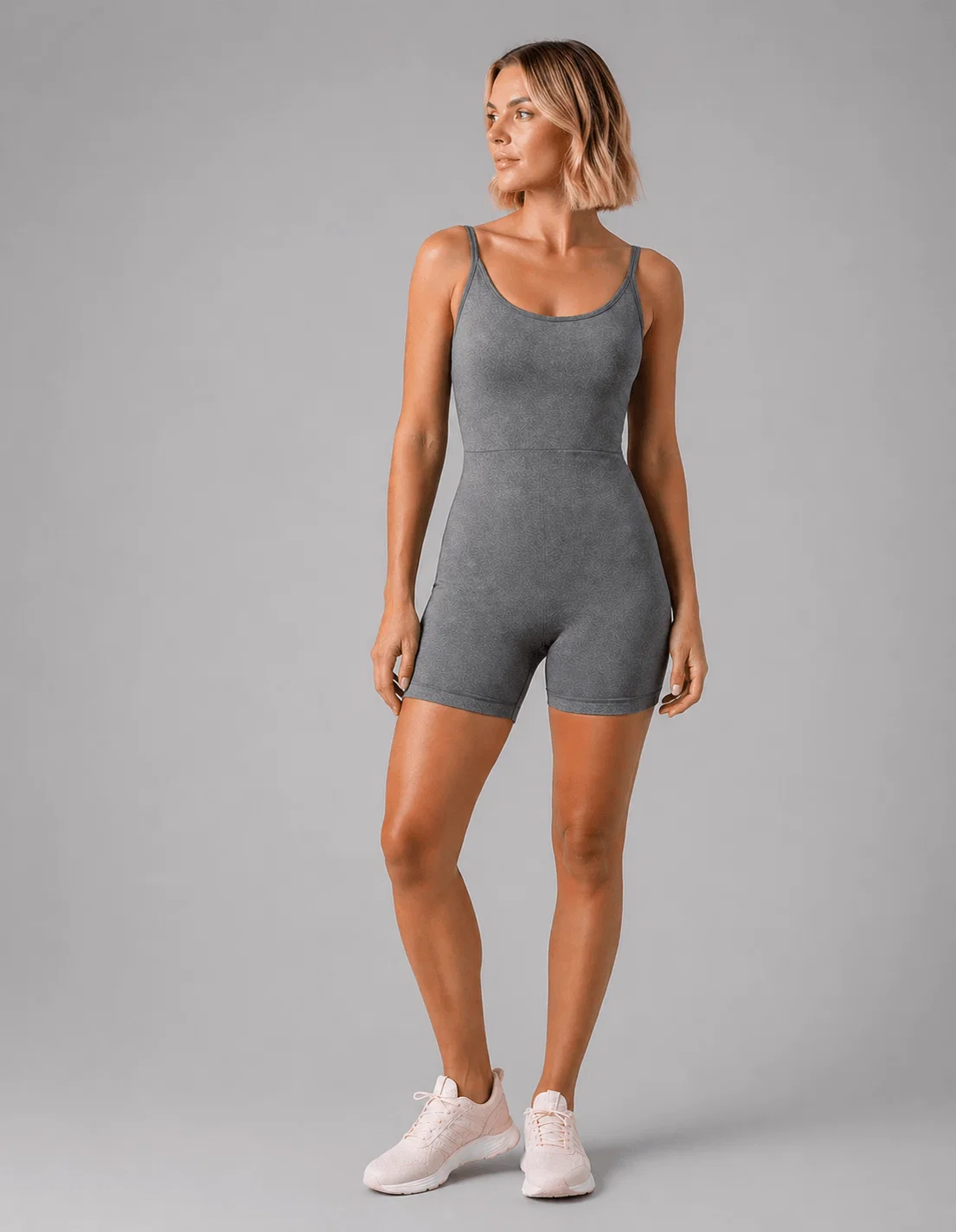 Macaquinho Alças Fitness Seamless - Cinza