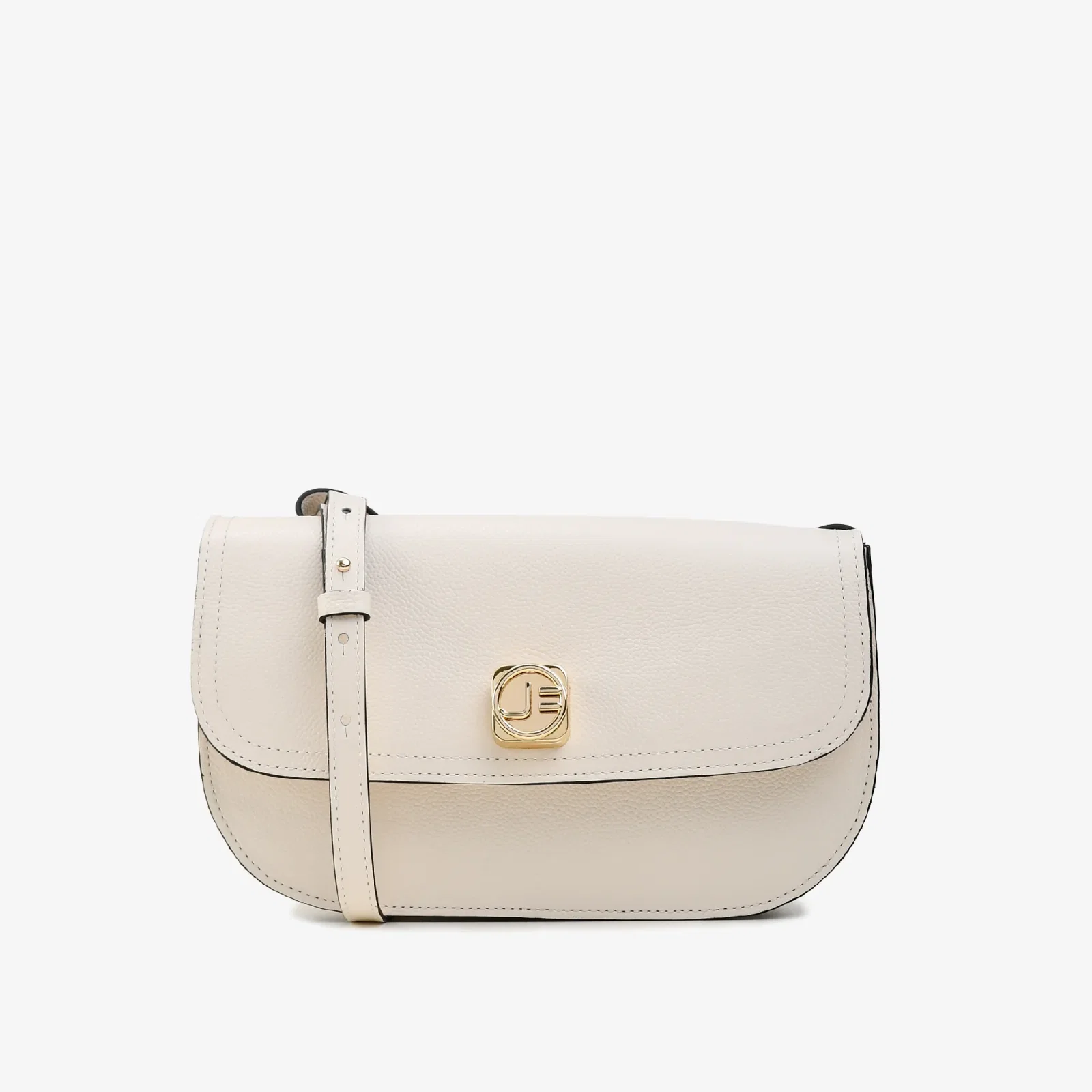 Bolsa Transversal Off White Algodão Couro