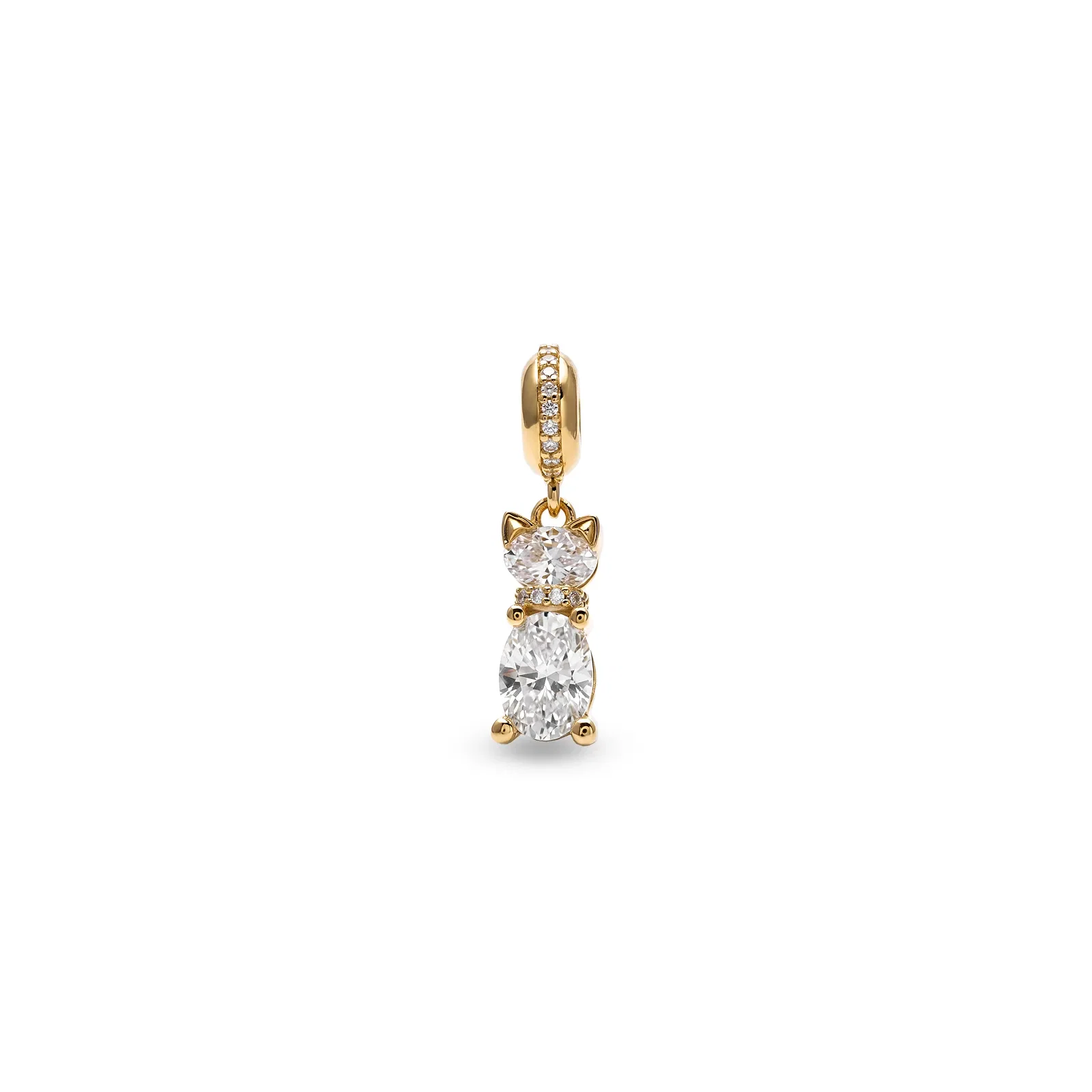 Pingente Life Gato em Prata 925 com Banho de Ouro 18k e Zircônia Incolor — imagem 1