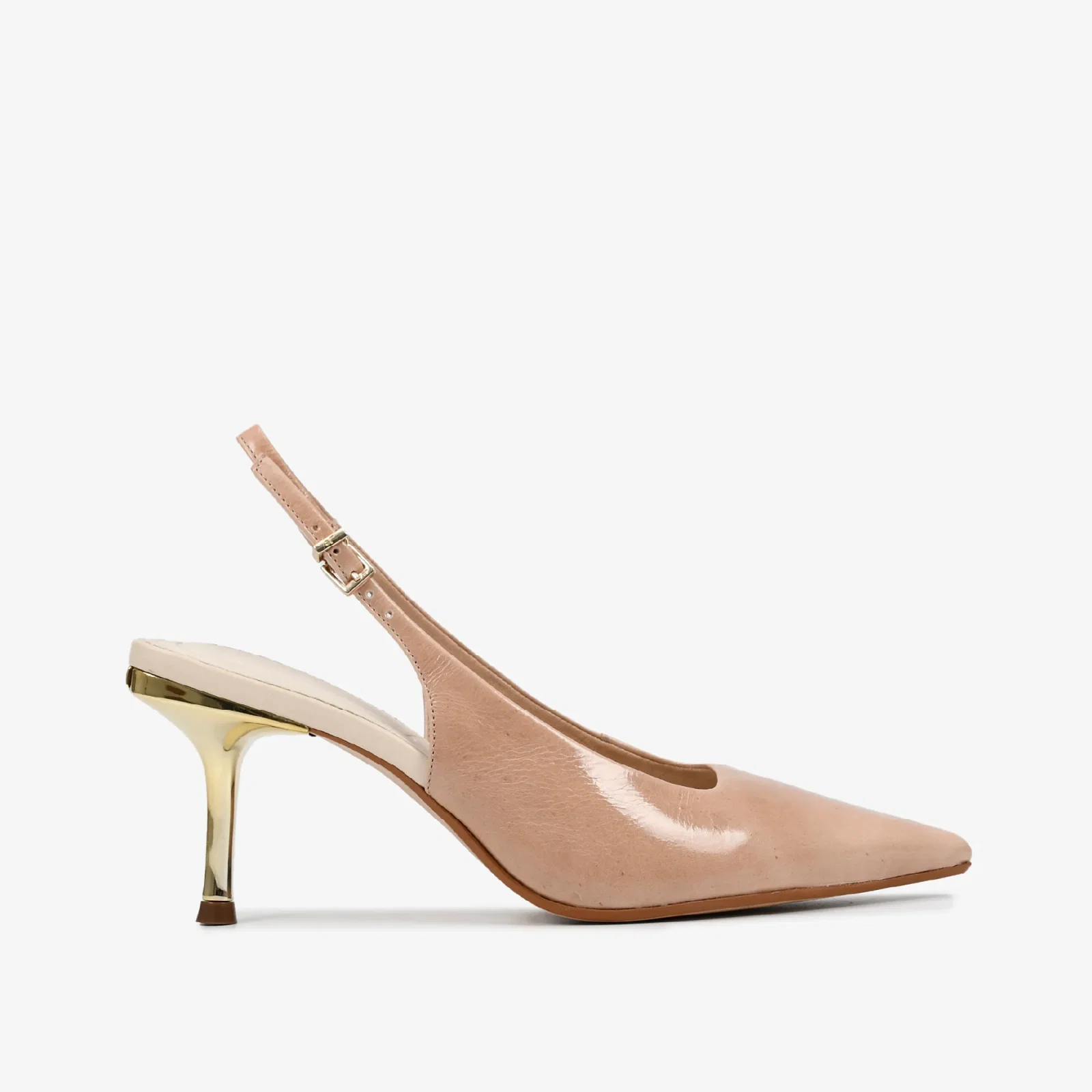 Slingback Salto Fino Nude Off White Brulée Couro Caseinado — imagem 1