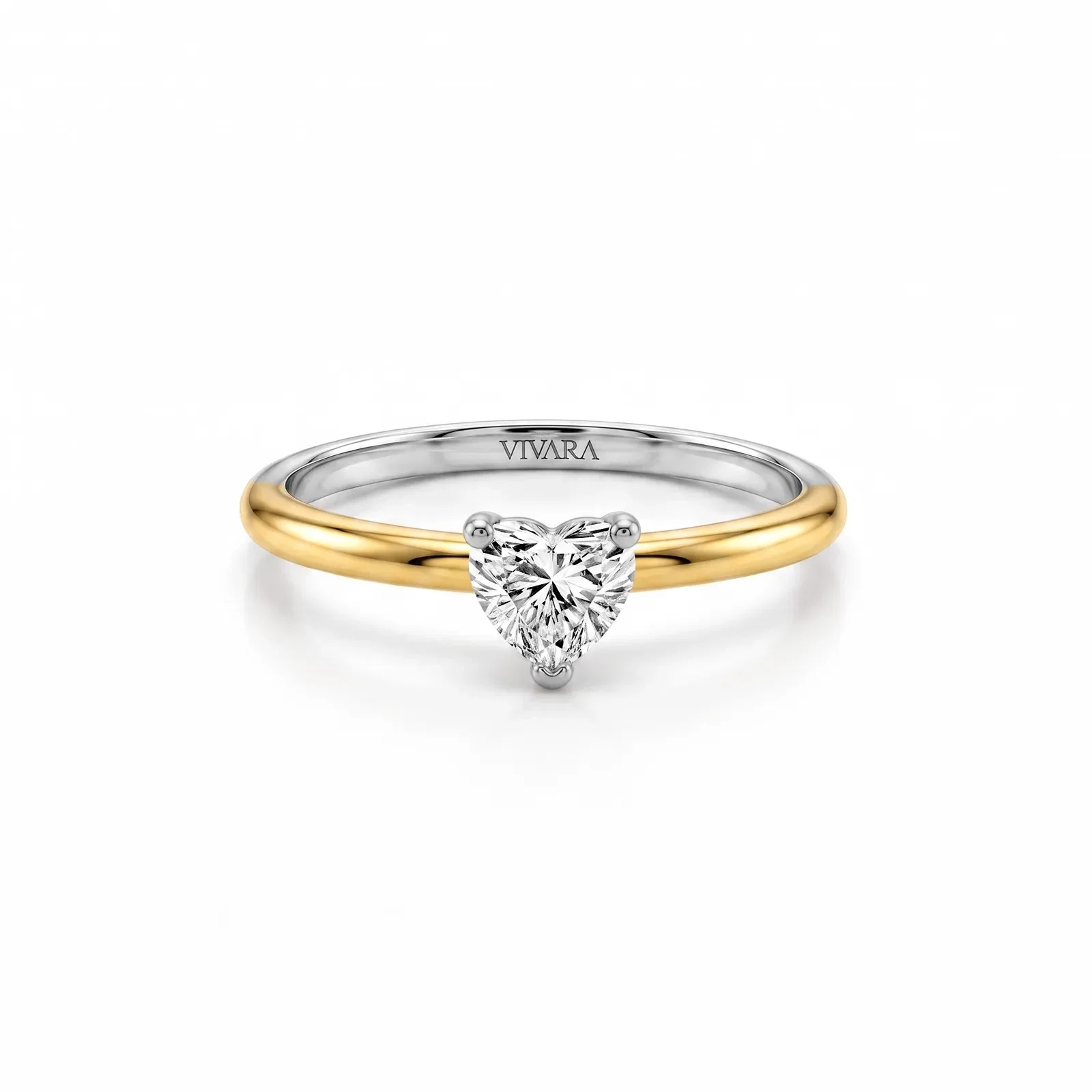 Anel Solitário Lume Coração em Prata 925 e Ouro Amarelo 18k com 0,24ct de Diamante de Laboratório — imagem 1