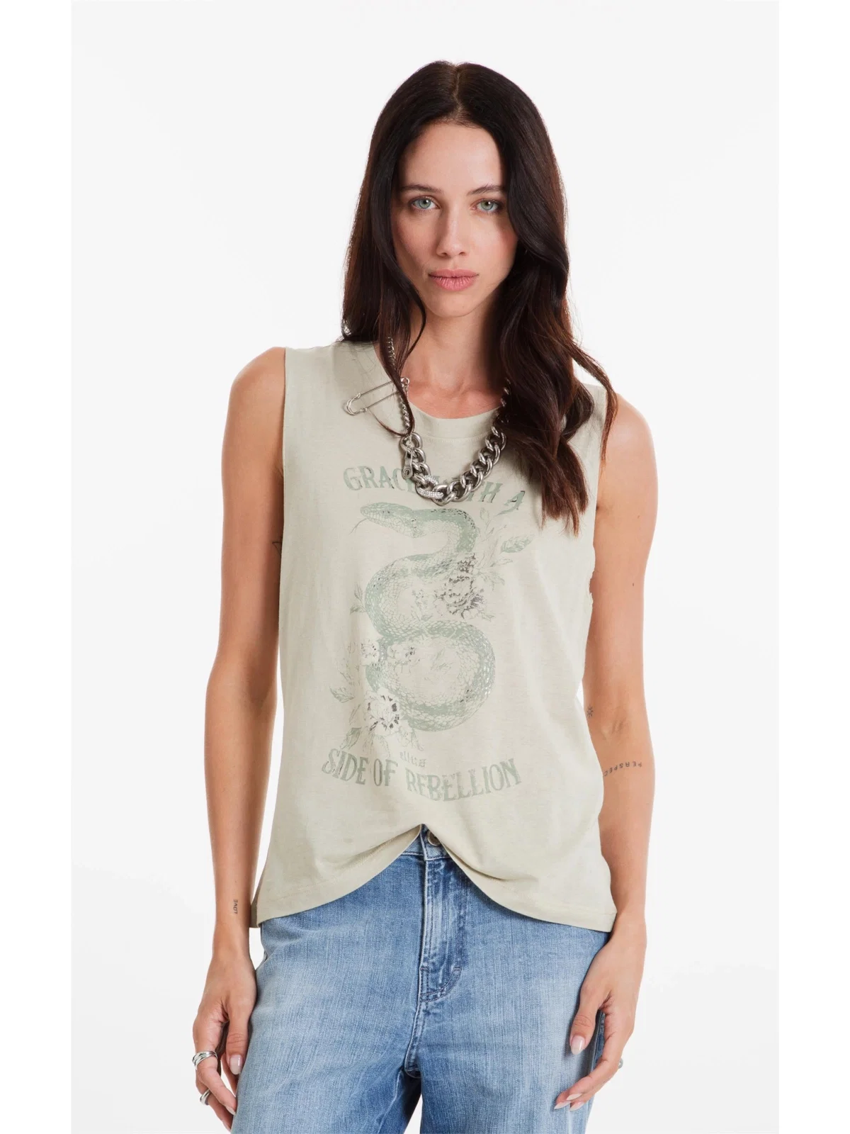 Blusa Linen Grace Rebellion Verde Oliva — imagem 1