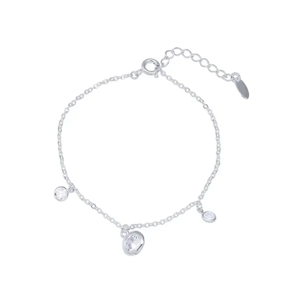 Pulseira Prata Leve Três Zircônias — imagem 1
