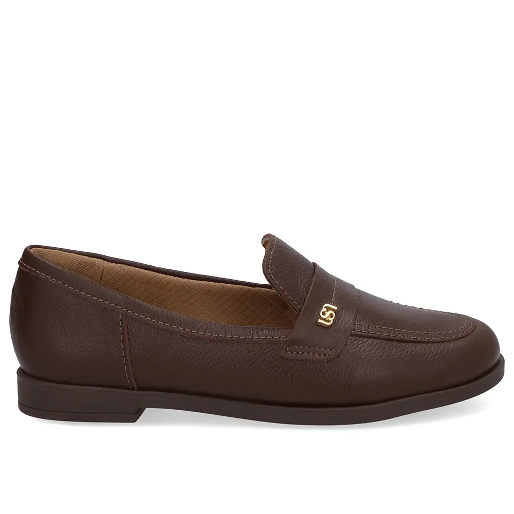 Loafer Couro Marrom Tira Monograma — imagem 1