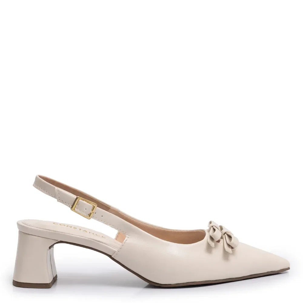 Scarpin Off White Slingback Laços