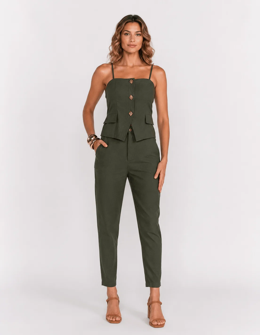 Calça Alfaiataria Ajustada - Verde
