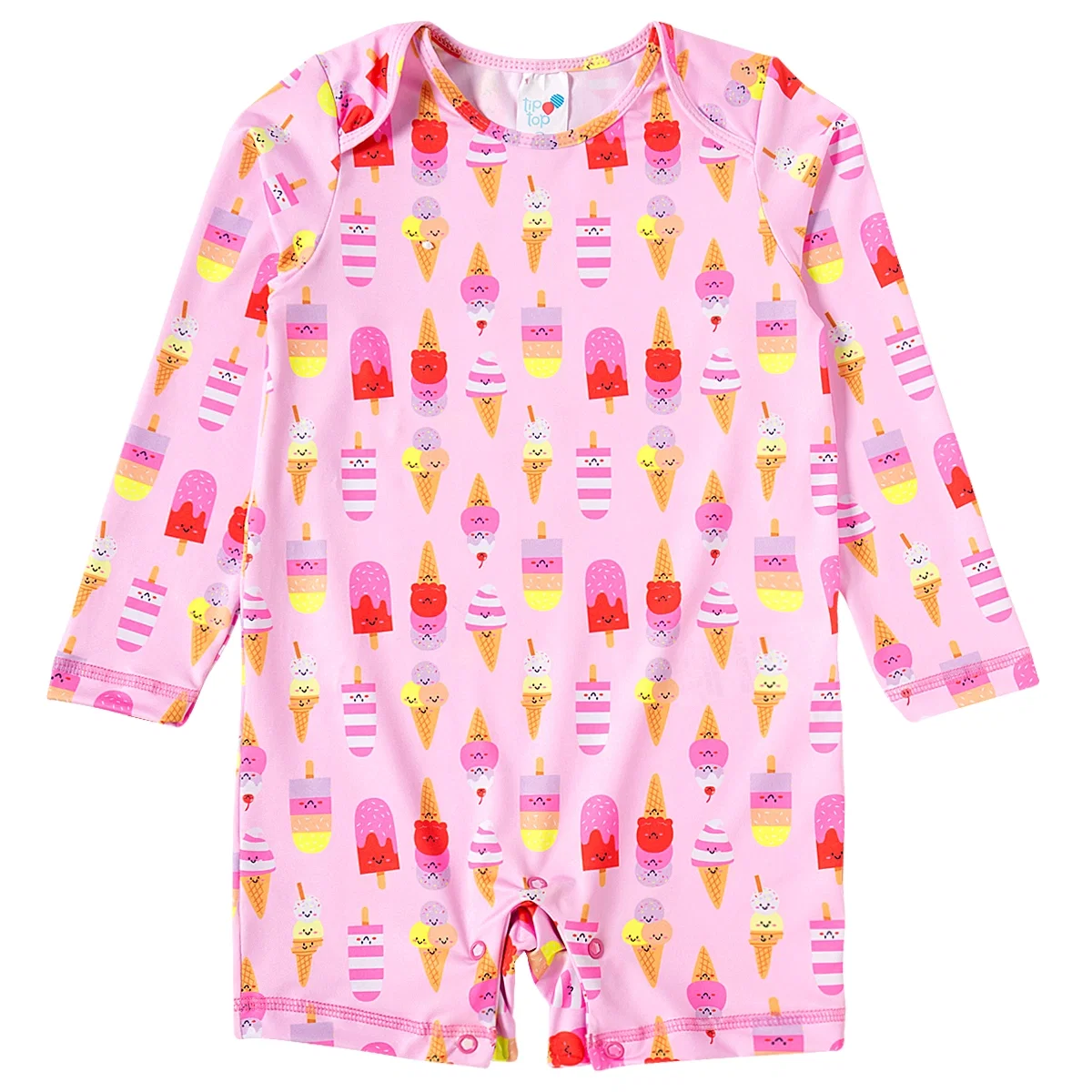 Macaquinho Praia Rosa Toddler Sorvetinho Divertido Lycra Proteção Uv 50+ Tip Top — imagem 1