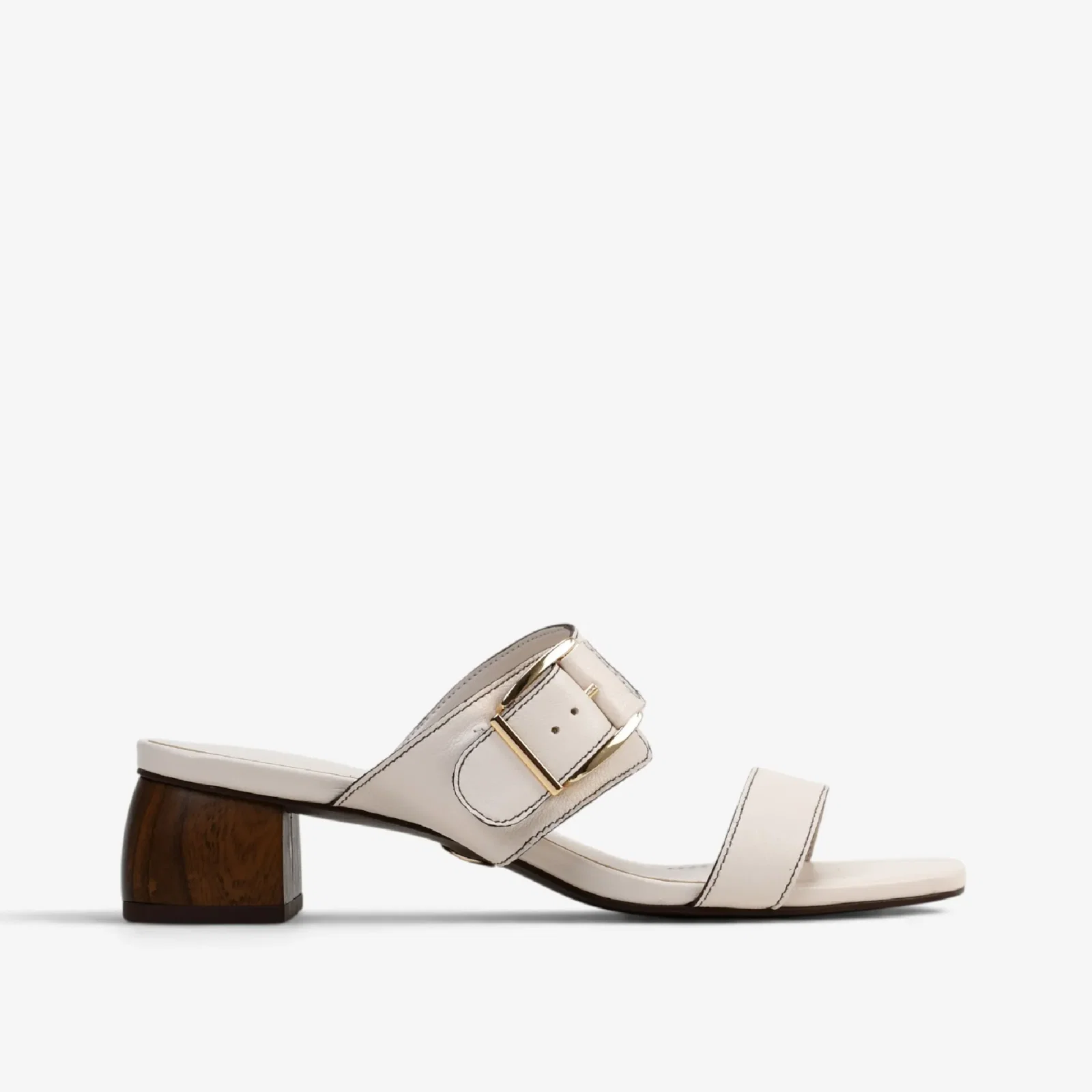 Tamanco Off White Algodão Couro