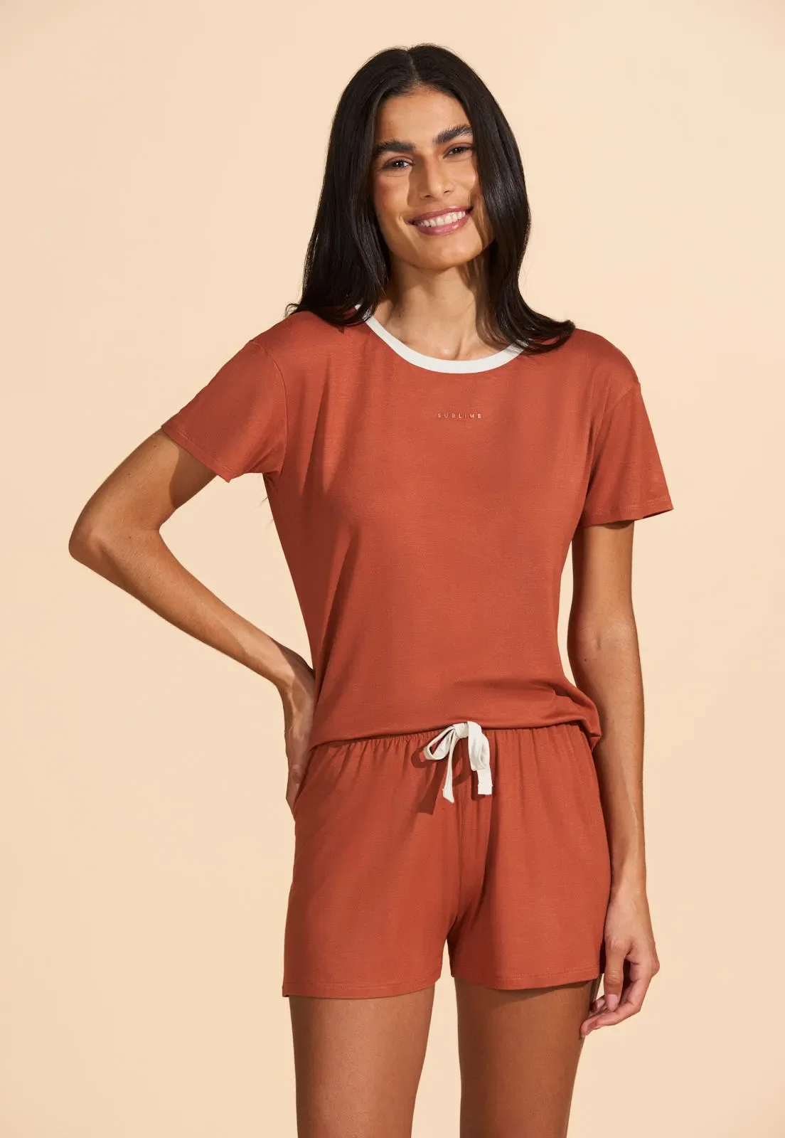 Pijama com Shorts Curto Viscose Stretch Recco