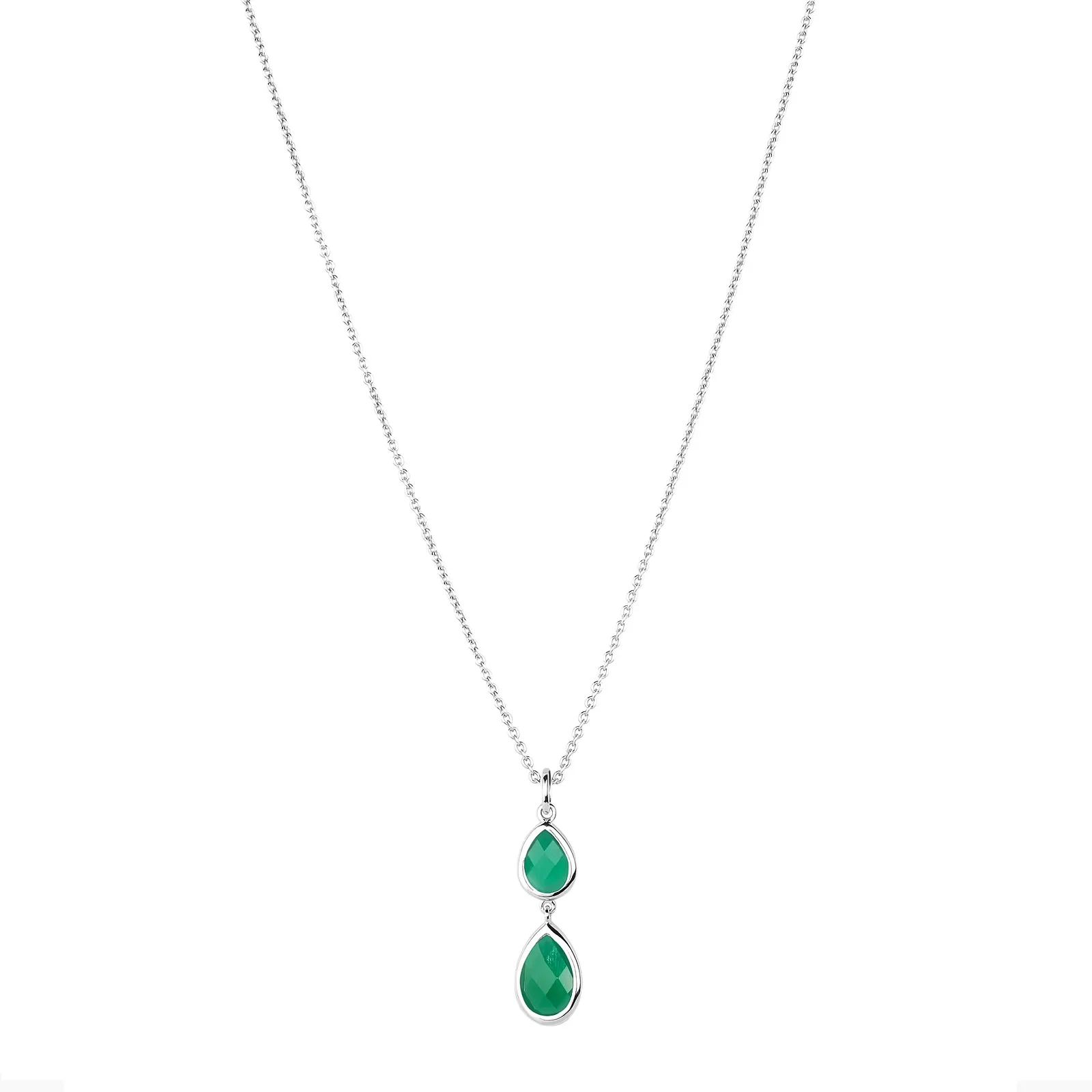 Colar Ivy em Prata 925 com Ágata Verde, 45cm — imagem 1