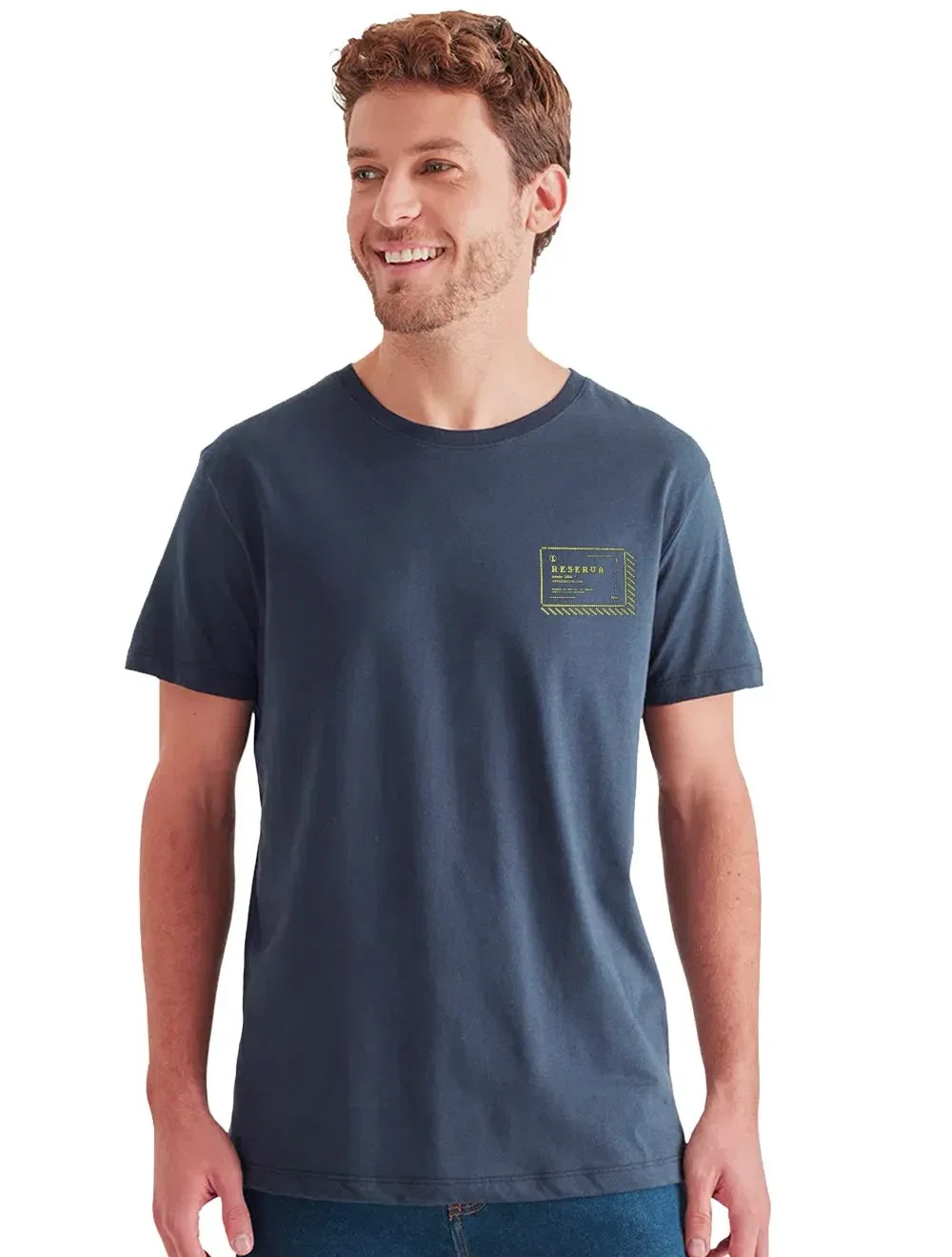 Camiseta Reserva Masculina Regular Estampa Hack Azul Marinho — imagem 1