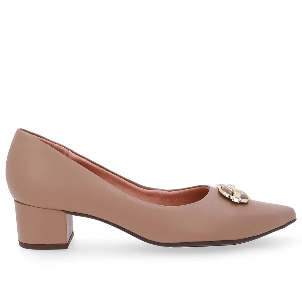 Scarpin Couro Marrom Bico Fino — imagem 1