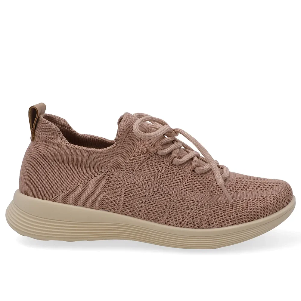 Tênis Slip On Em Tricot Bege Com Cadarço — imagem 1