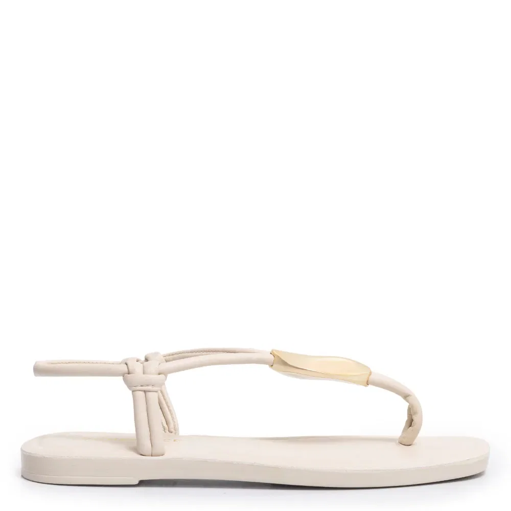 Rasteira Off White Enfeite Calce Fácil