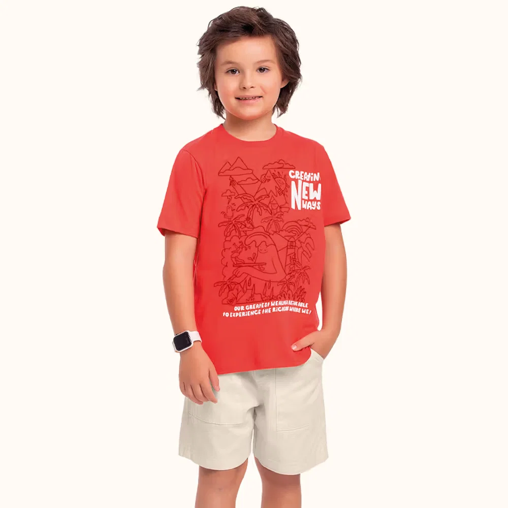 Conjunto camiseta em meia malha e bermuda em sarja — imagem 1