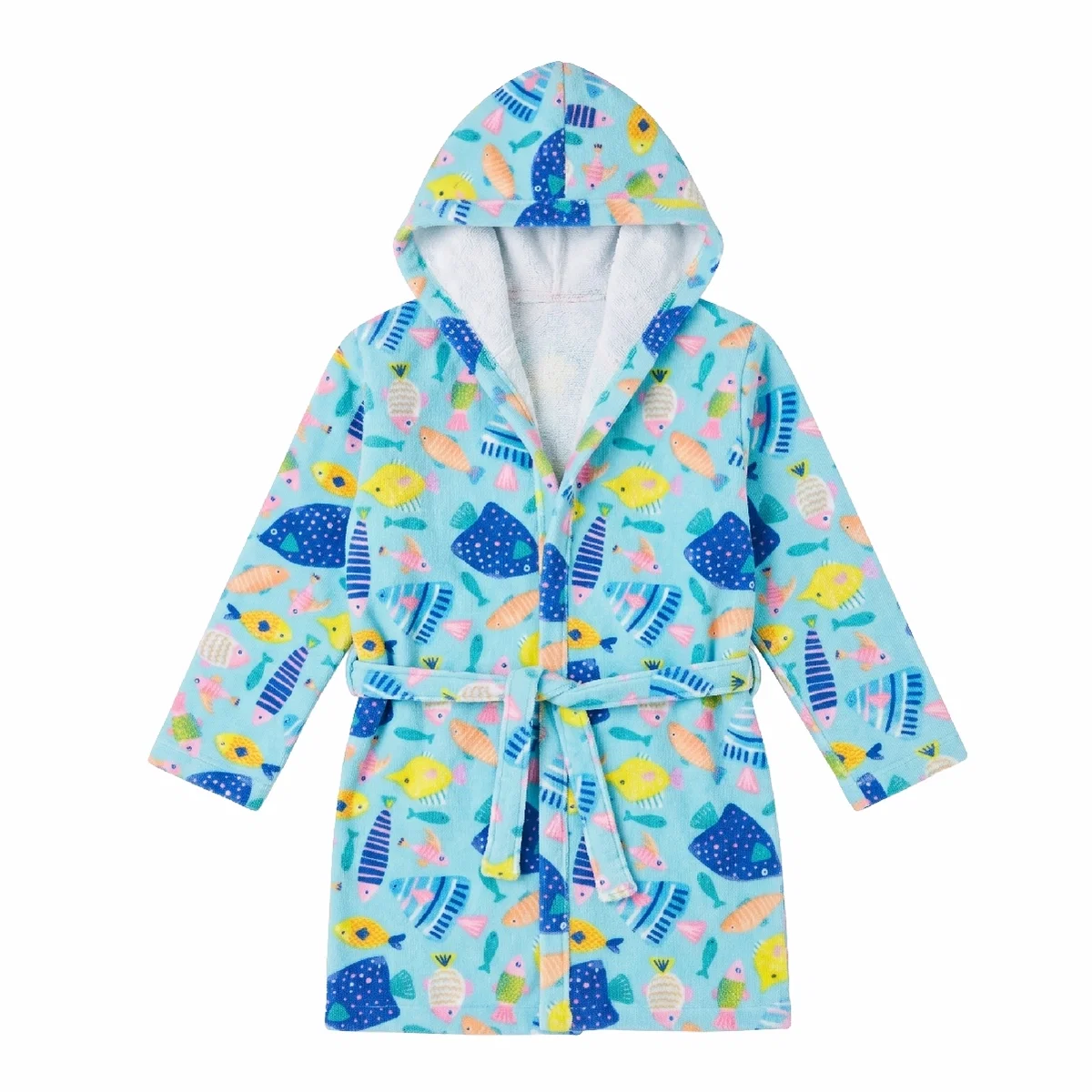 Roupão Com Capuz Kids Peixe Aquarela Atoalhado Tip Top