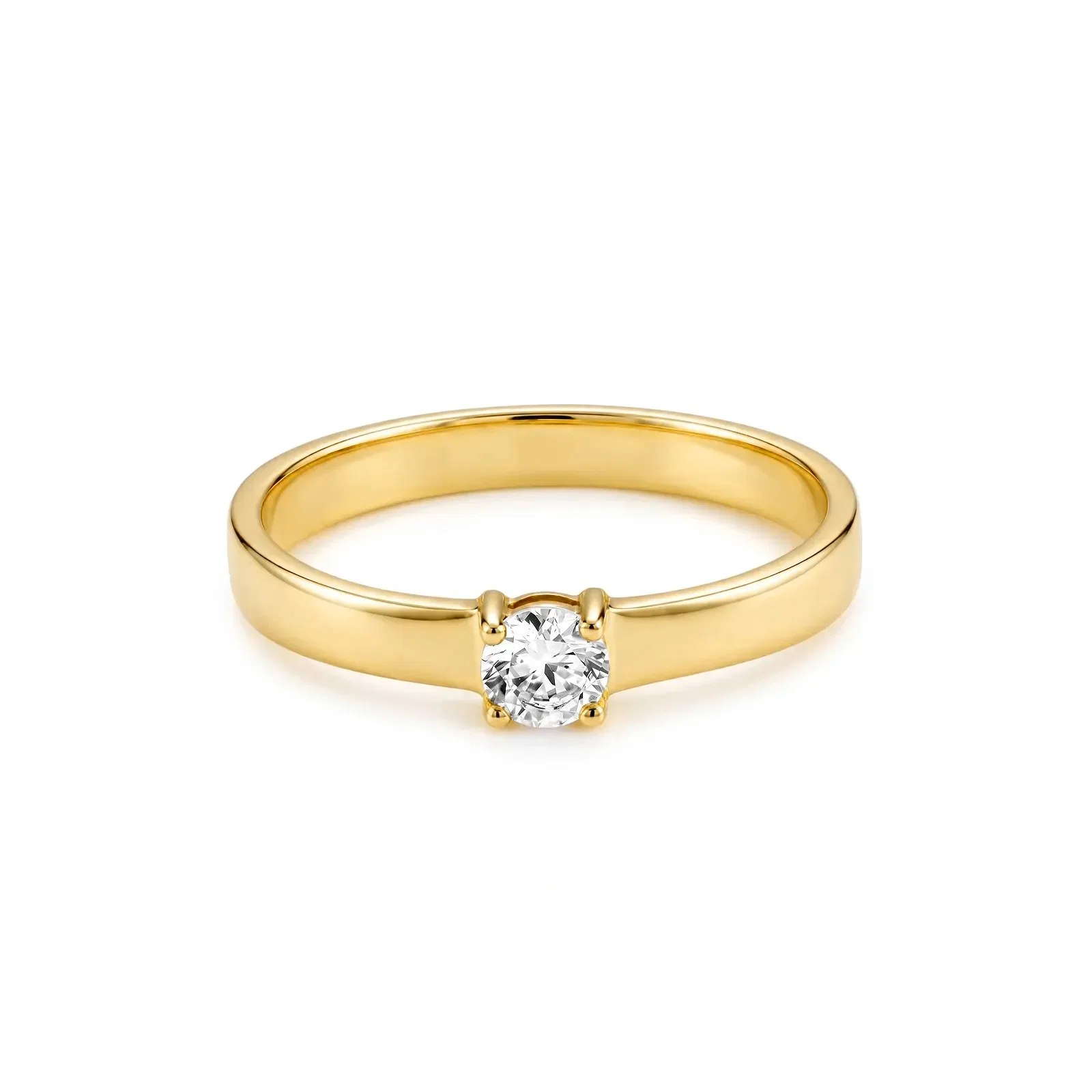 Anel Solitário Life em Prata 925 com Banho de Ouro Amarelo 18K e Zircônia Incolor