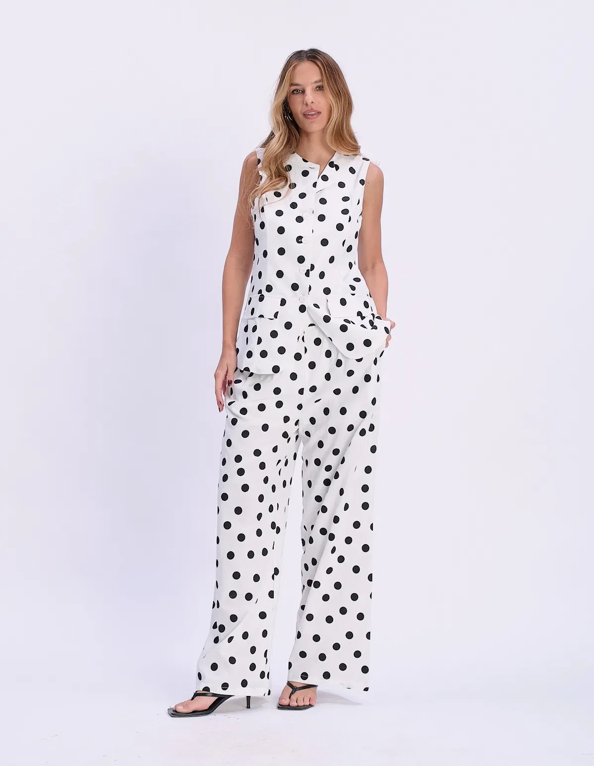 Calça Pantalona Poá - Branco