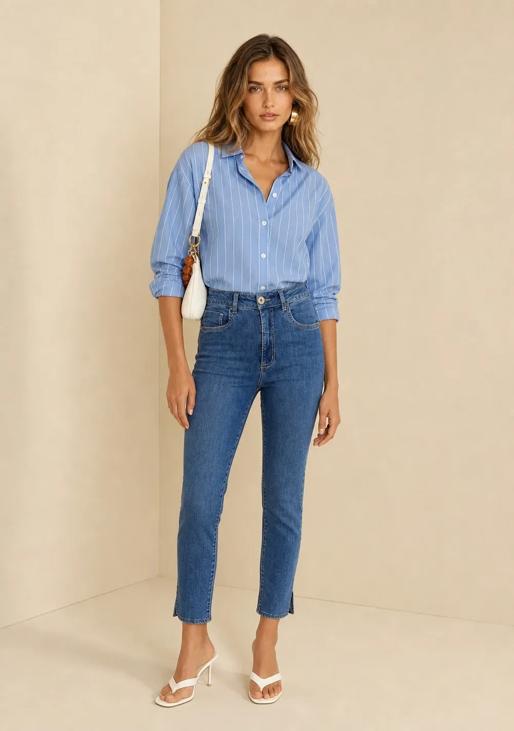 Calça Skinny Alta Azul