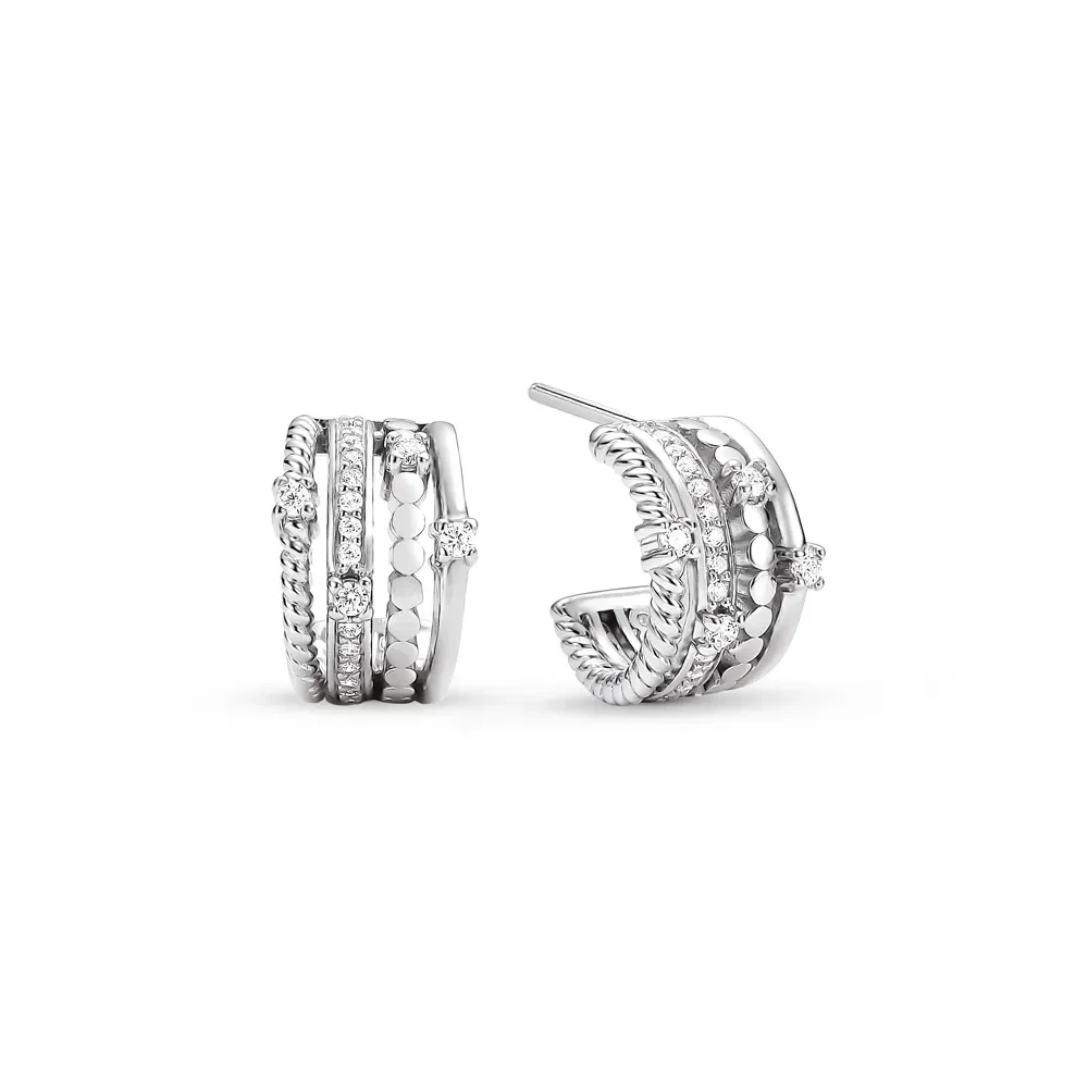 Argola Life Maxi V em Prata 925 com Pedras Incolores, 12,5mm — imagem 1