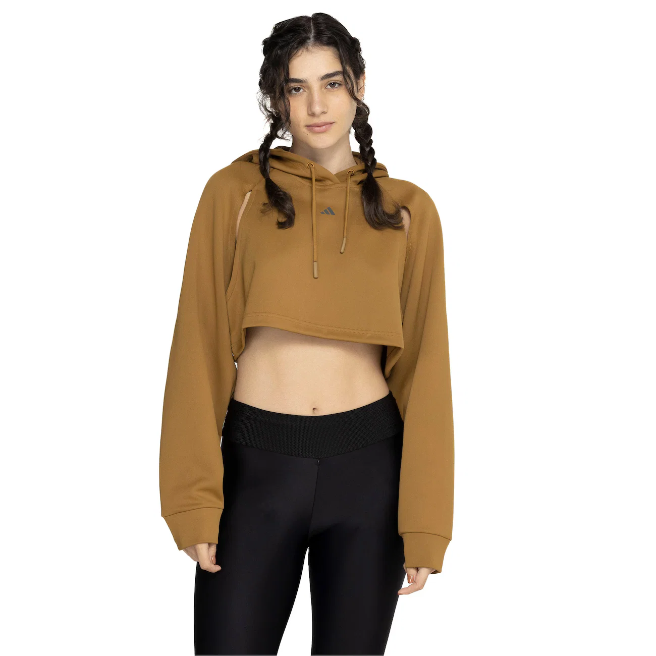 Blusa de Moletom Cropped Feminina Adidas com Capuz Hiit