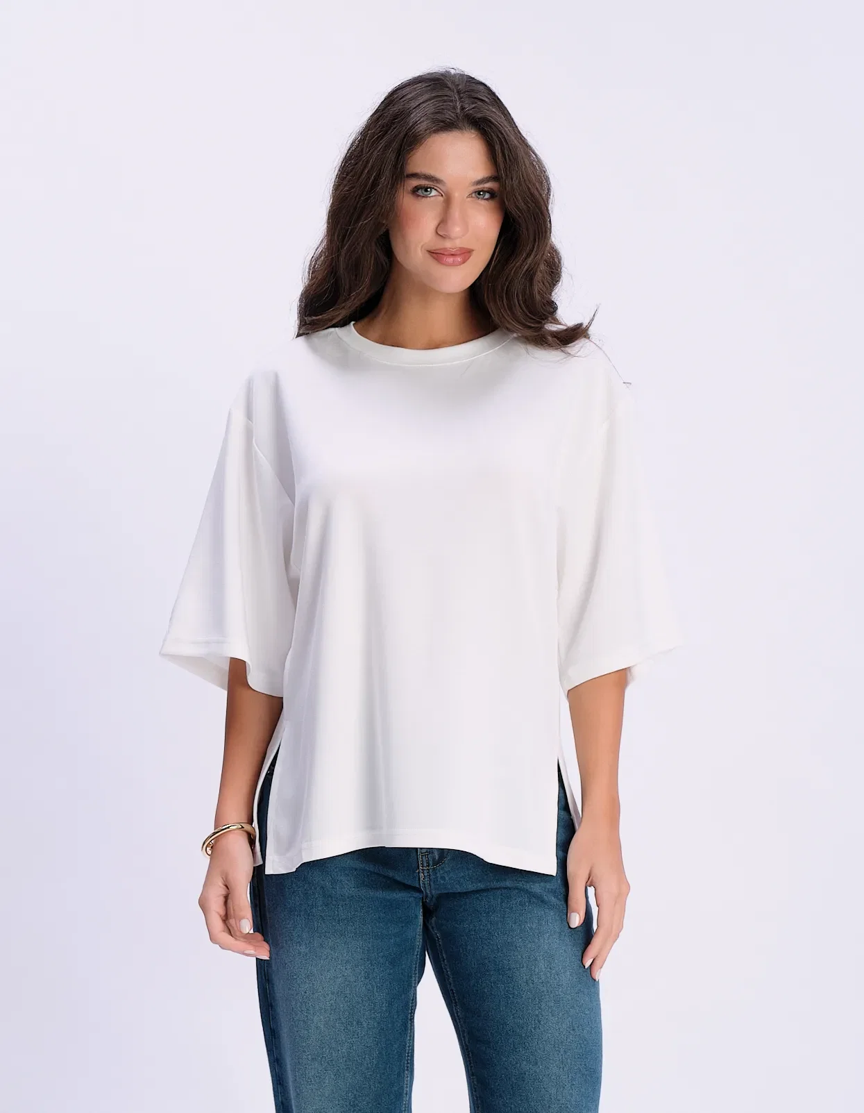 Blusa Ampla Decote Canoa - Branco