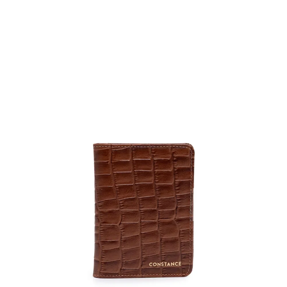 Porta Cartão Couro Croco Caramelo — imagem 1