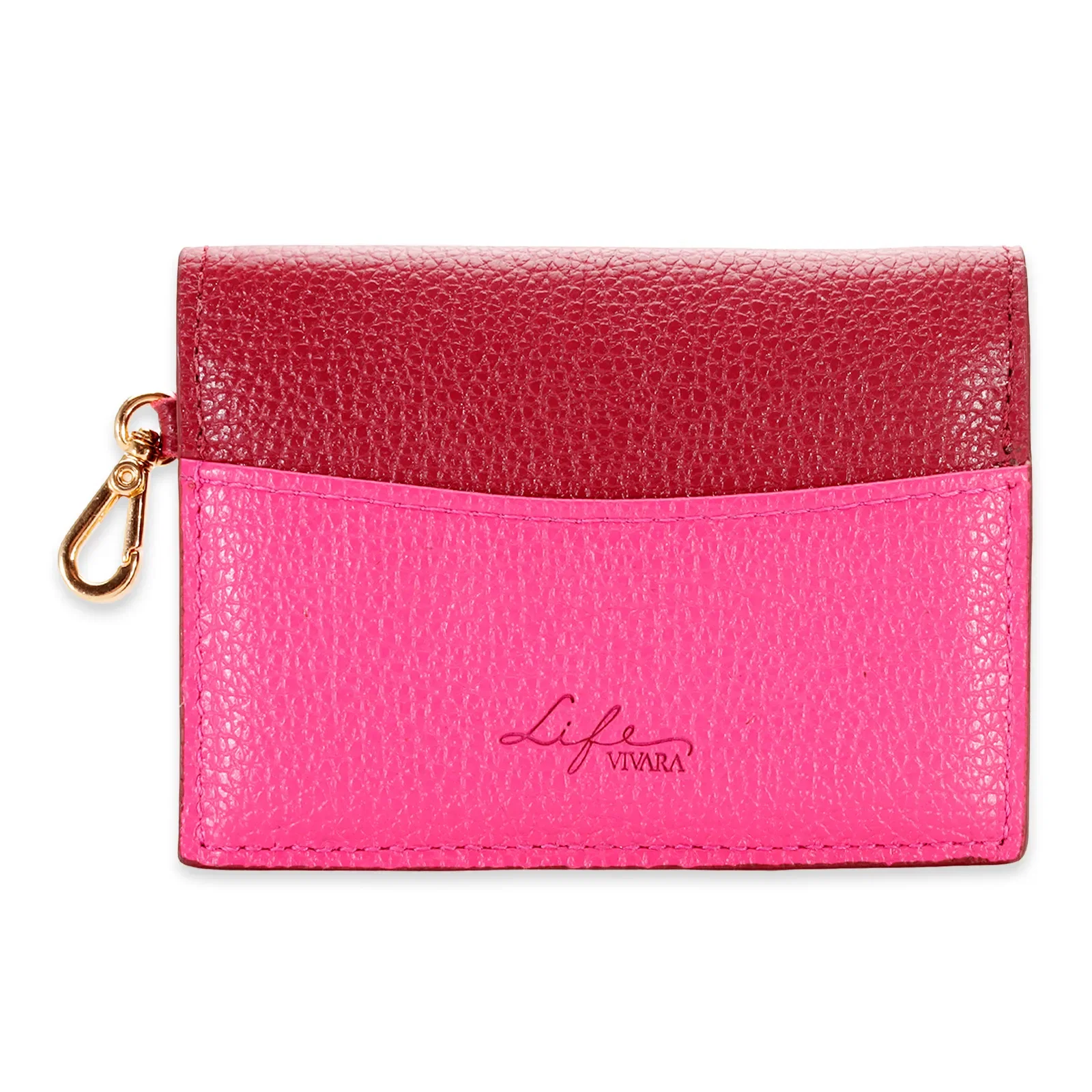 Carteira Life em Couro Vermelho e Rose Pink
