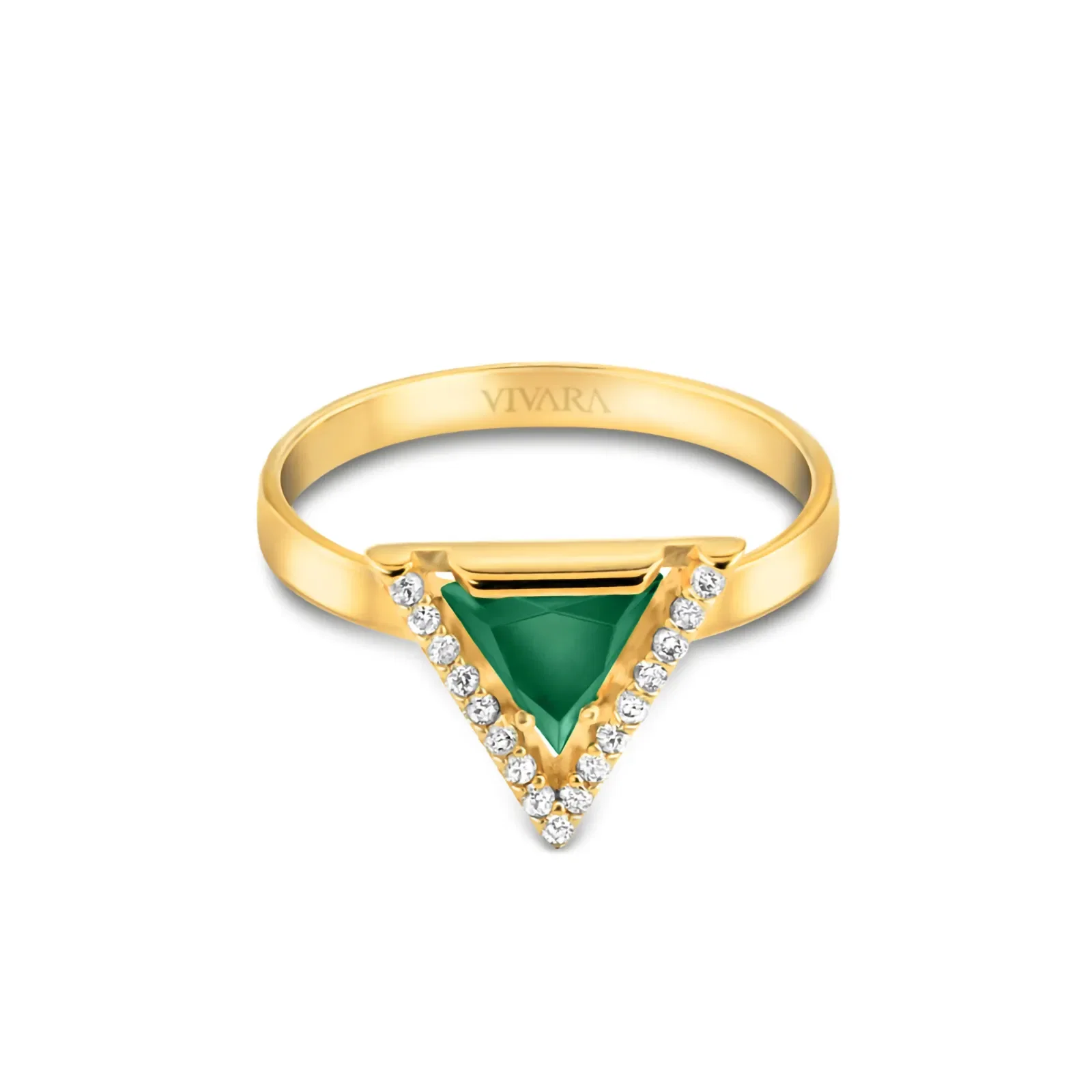 Anel Vivara em Ouro Amarelo 18k com Ágata Verde e Diamantes 0,10 ct — imagem 1