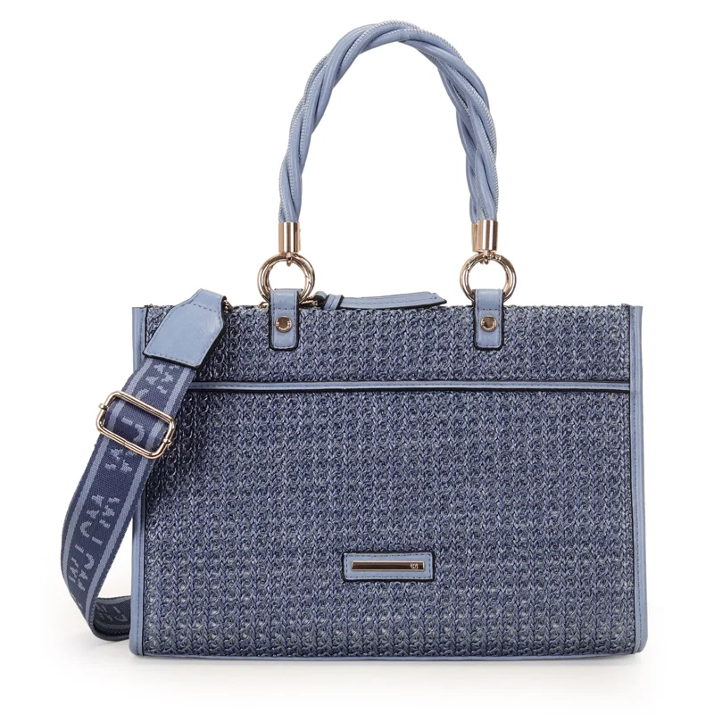 Bolsa Satchel Grande Palha Com Alça De Ombro Trançada E Alça Longa Personalizada Wj