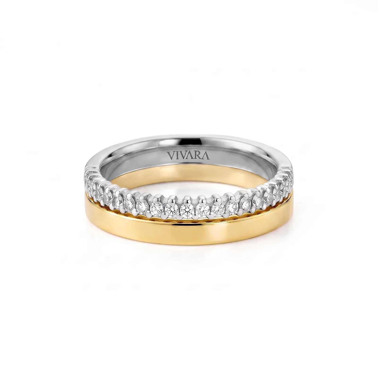 Aliança Essence em Ouro Branco e Ouro Amarelo 18k com Diamantes 0,36 ct, 5,2mm