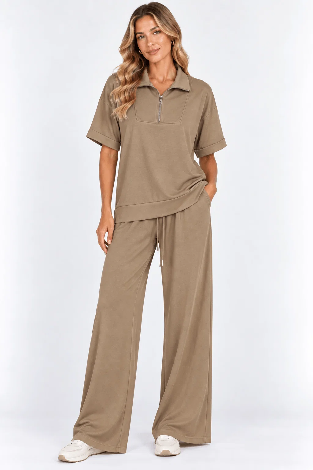 Blusa Gola Detalhe Zíper - Bege — imagem 1