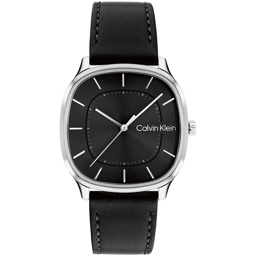 Relógio Calvin Klein CK Shape Masculino em Couro Preto 25200577