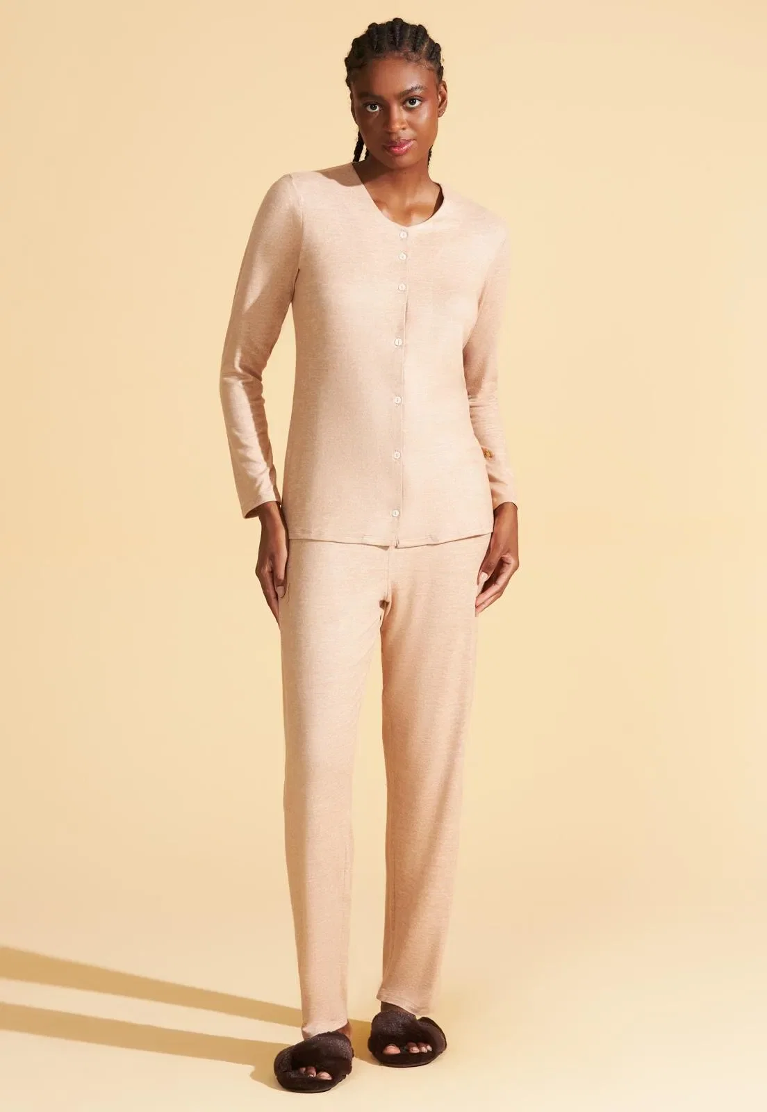 Pijama Recco Longo Aberto de Tricot Light