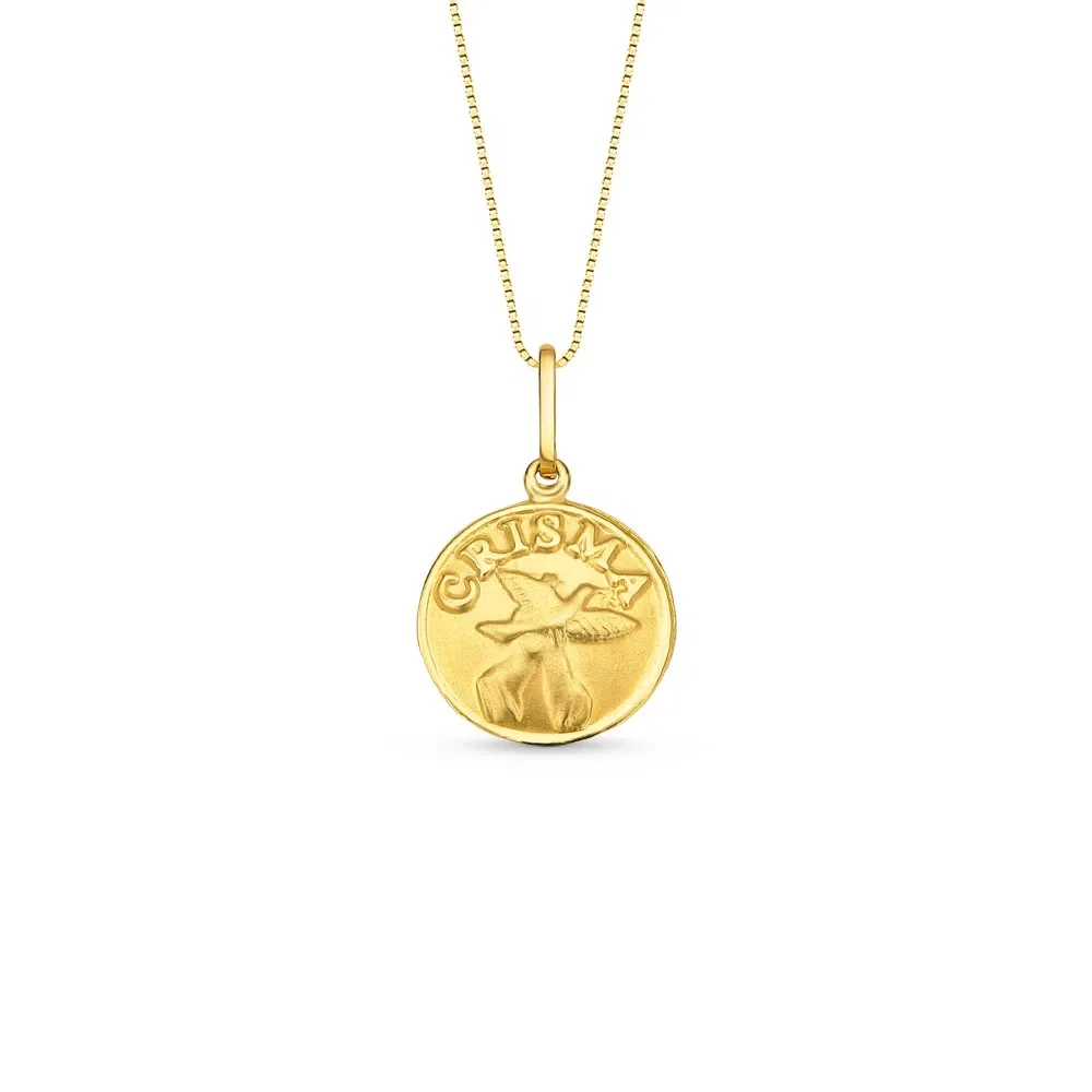 Pingente Medalha Crisma em Ouro Amarelo 18k, 20.5mm