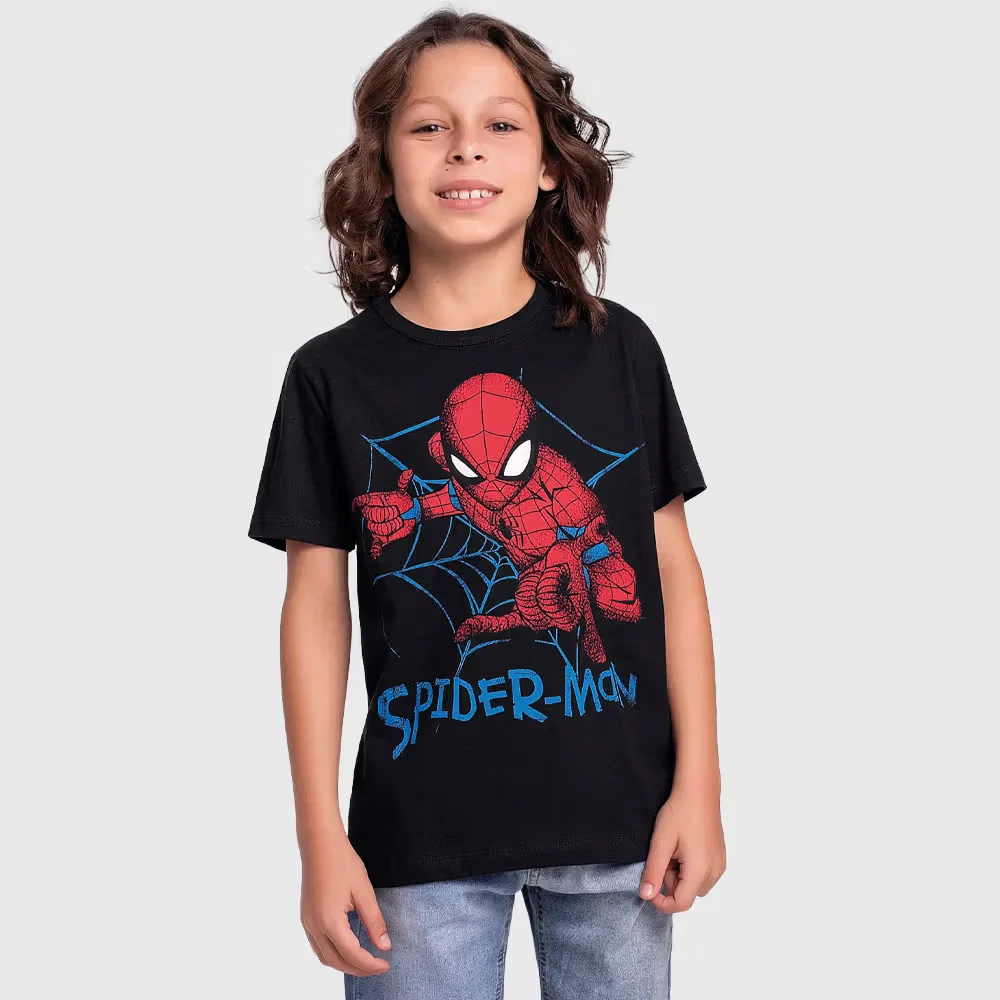 Camiseta em meia malha teia spider-man